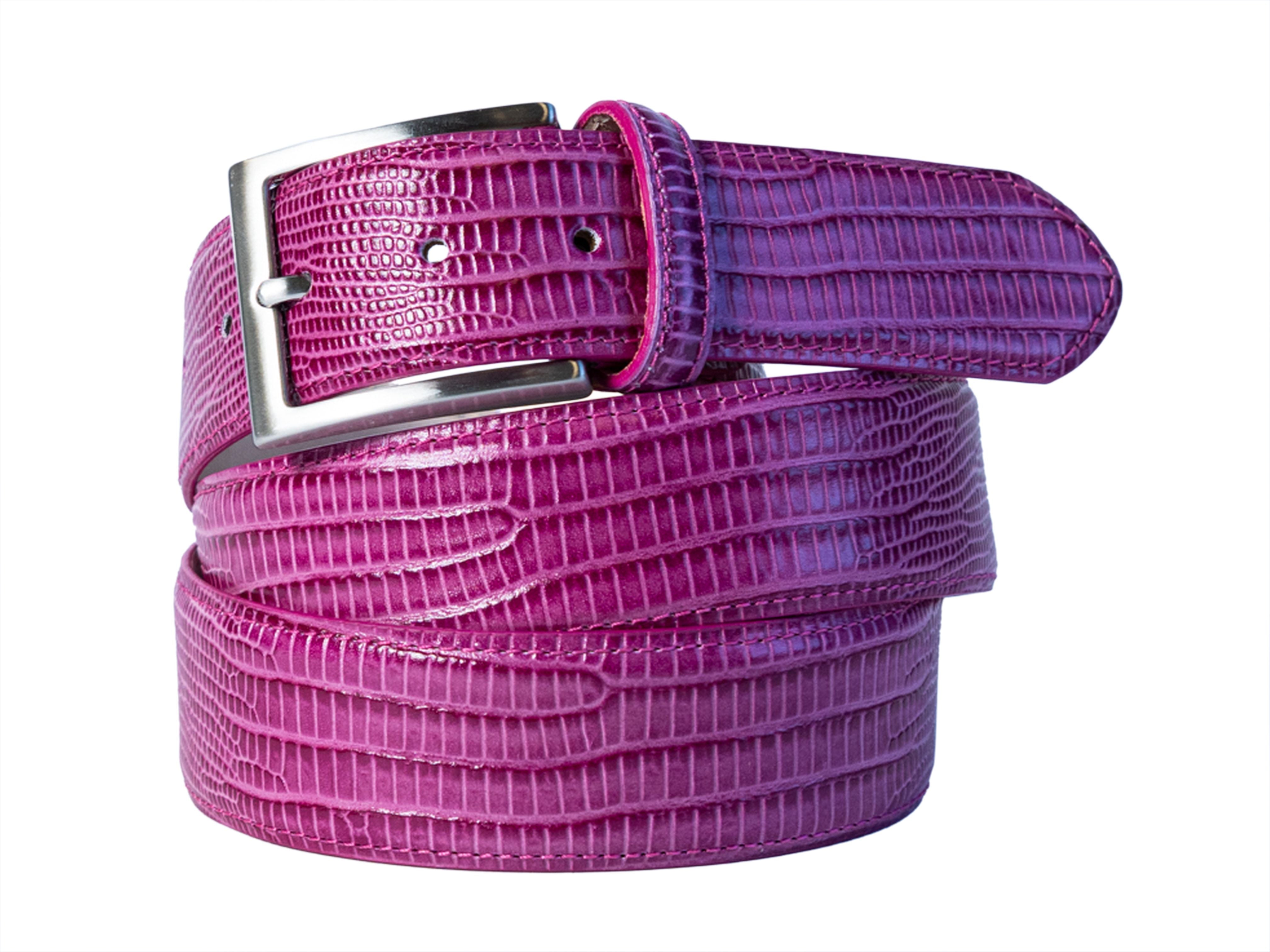 Calf Skin Lizard Embossed Belt Lavender