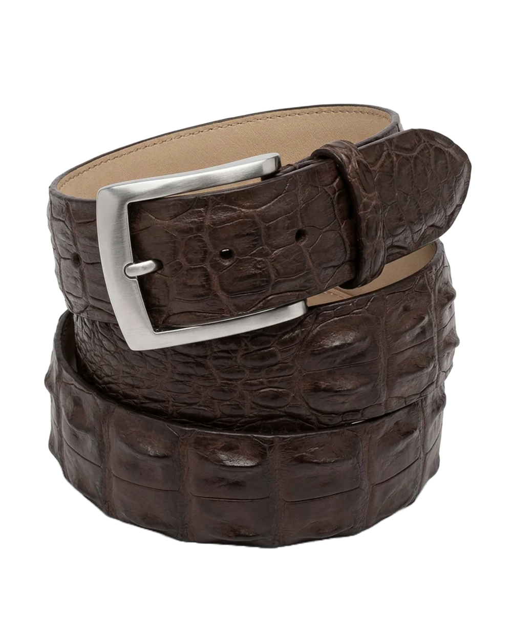 Caiman Skin Hornback Belt Brown