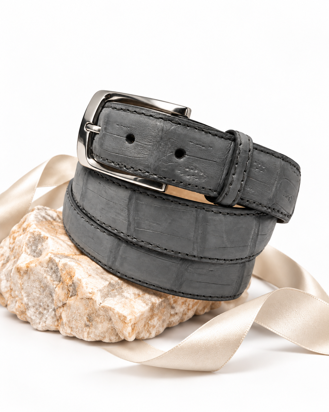 Caiman Skin Belt Gray Classic