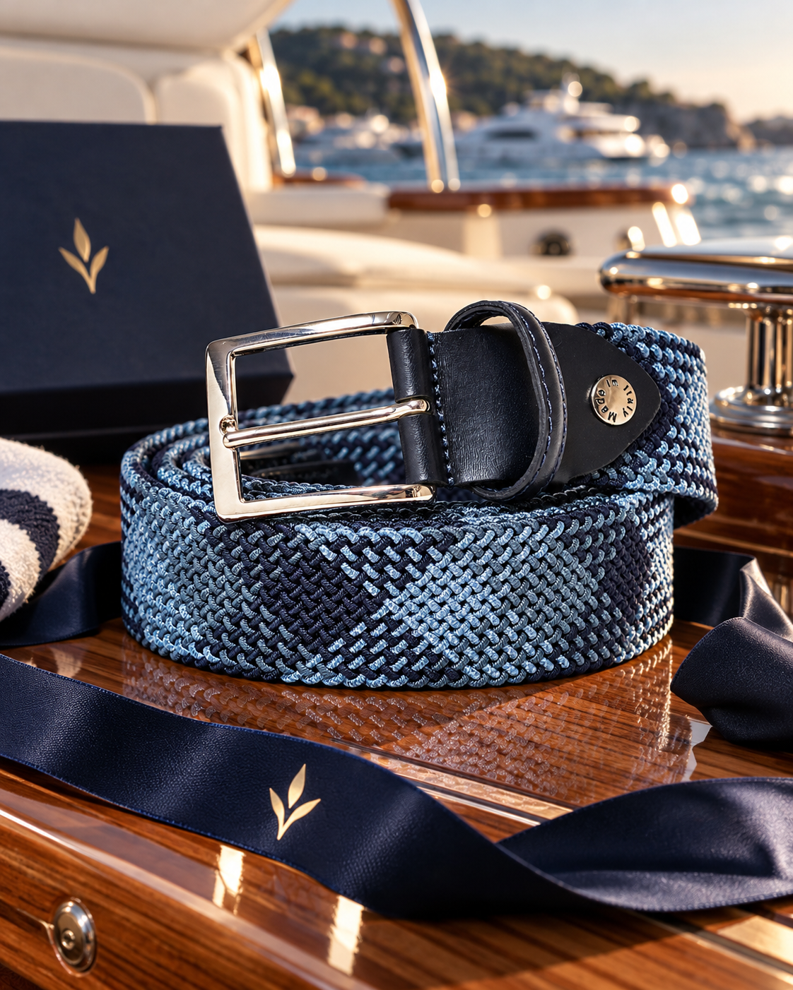 Woven Stretch Belt Tubular Navy/Blue
