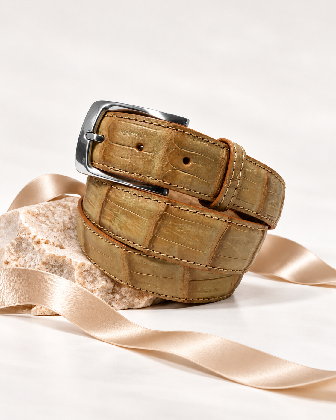 Caiman Skin Belt Sand Classic