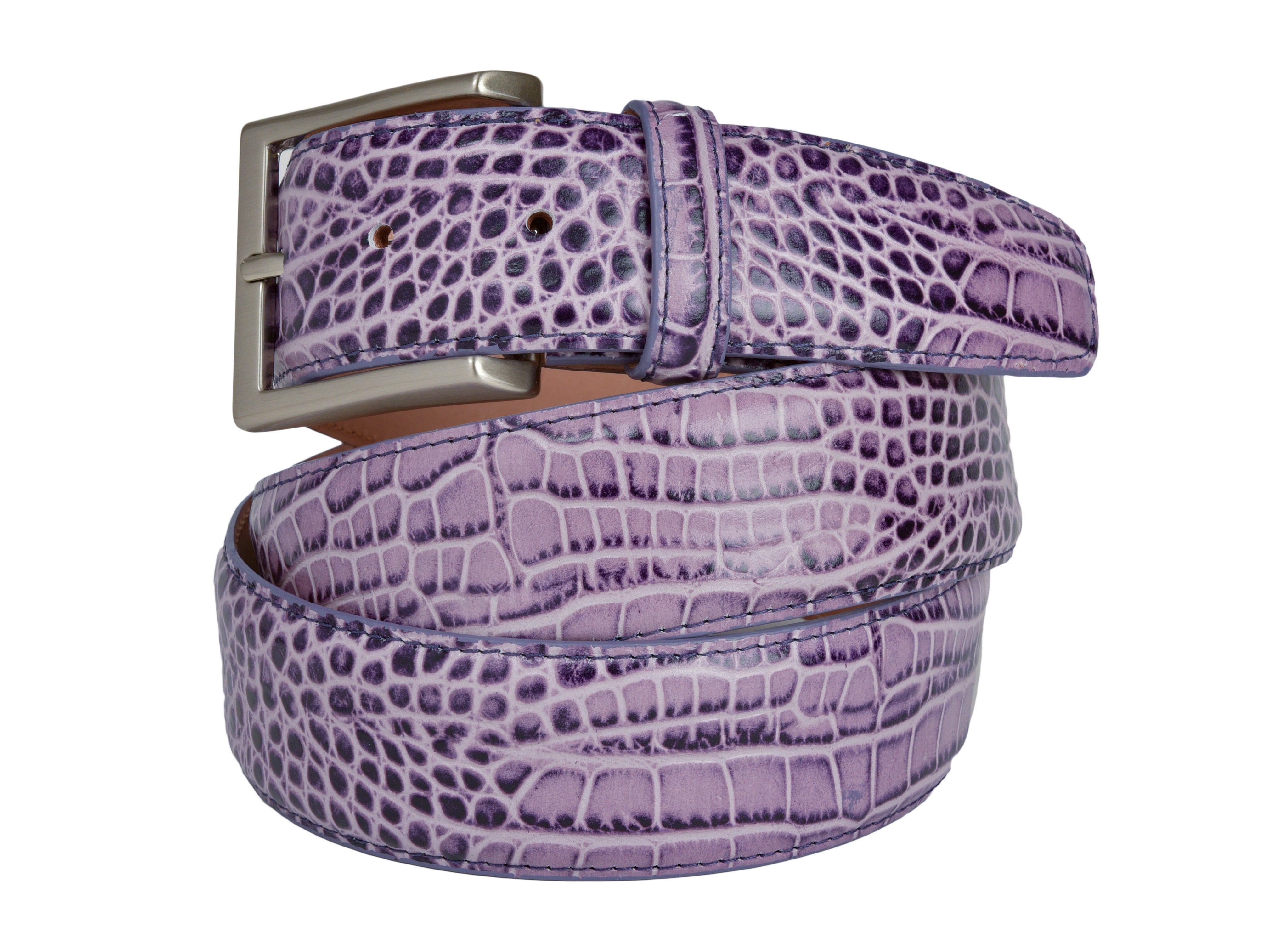 Limited Edition Calf Skin Alligator Embossed Belt Purple