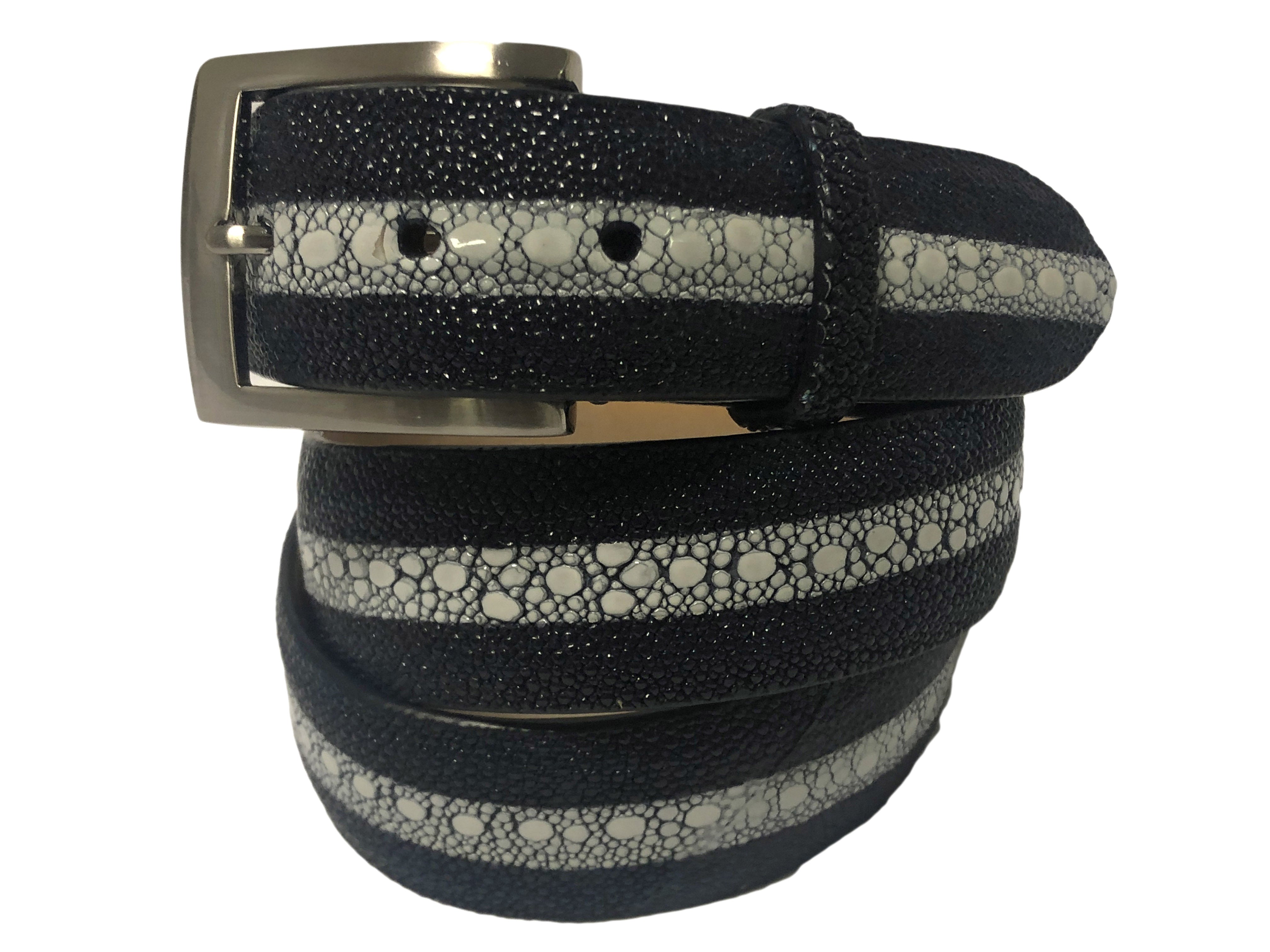 Stingray Skin Belt White/Navy