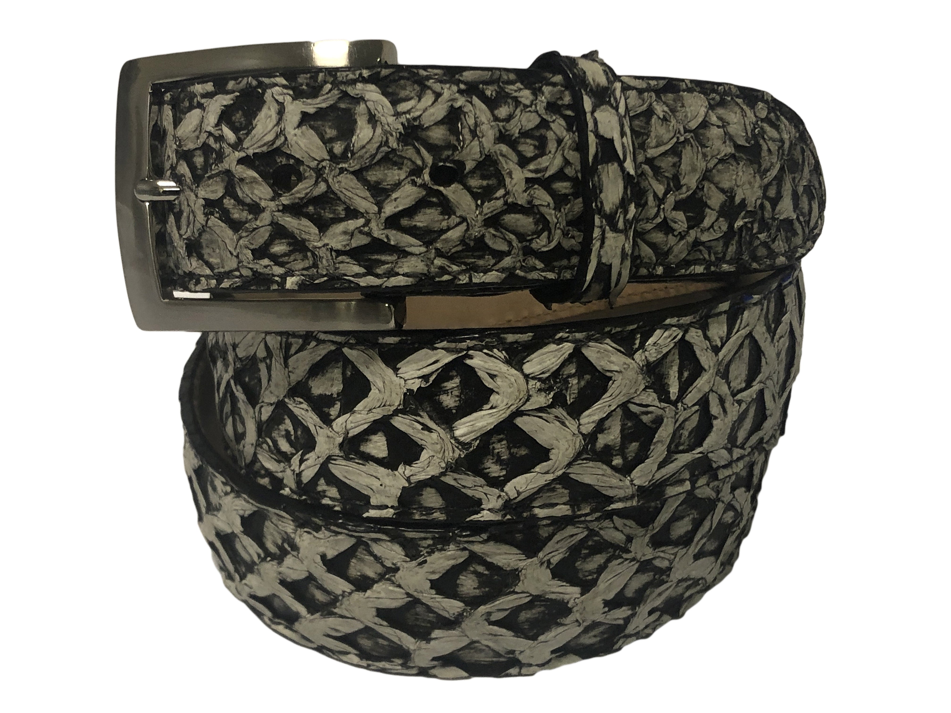 Pirarucu Skin Belt Off-White/Black