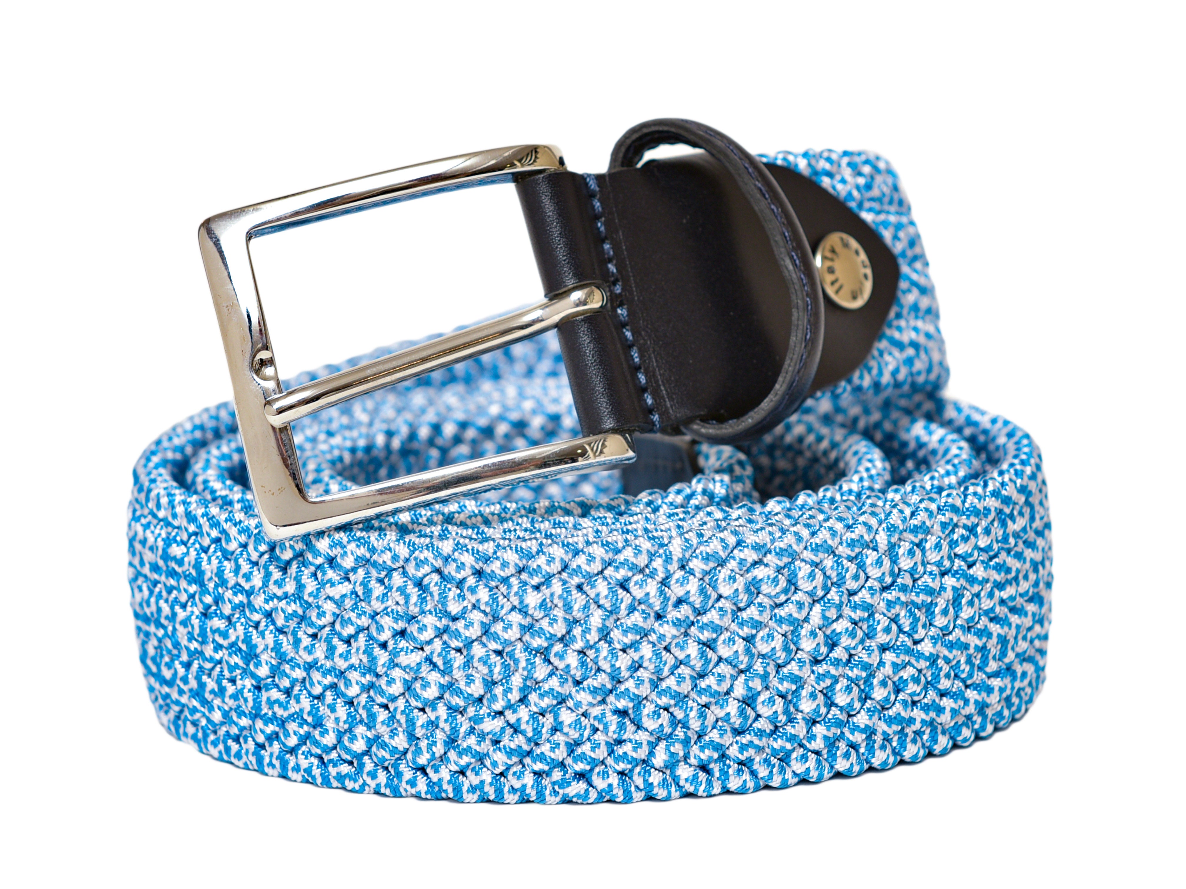 Cotton Stretch Belt Two-Tone White/Light Blue