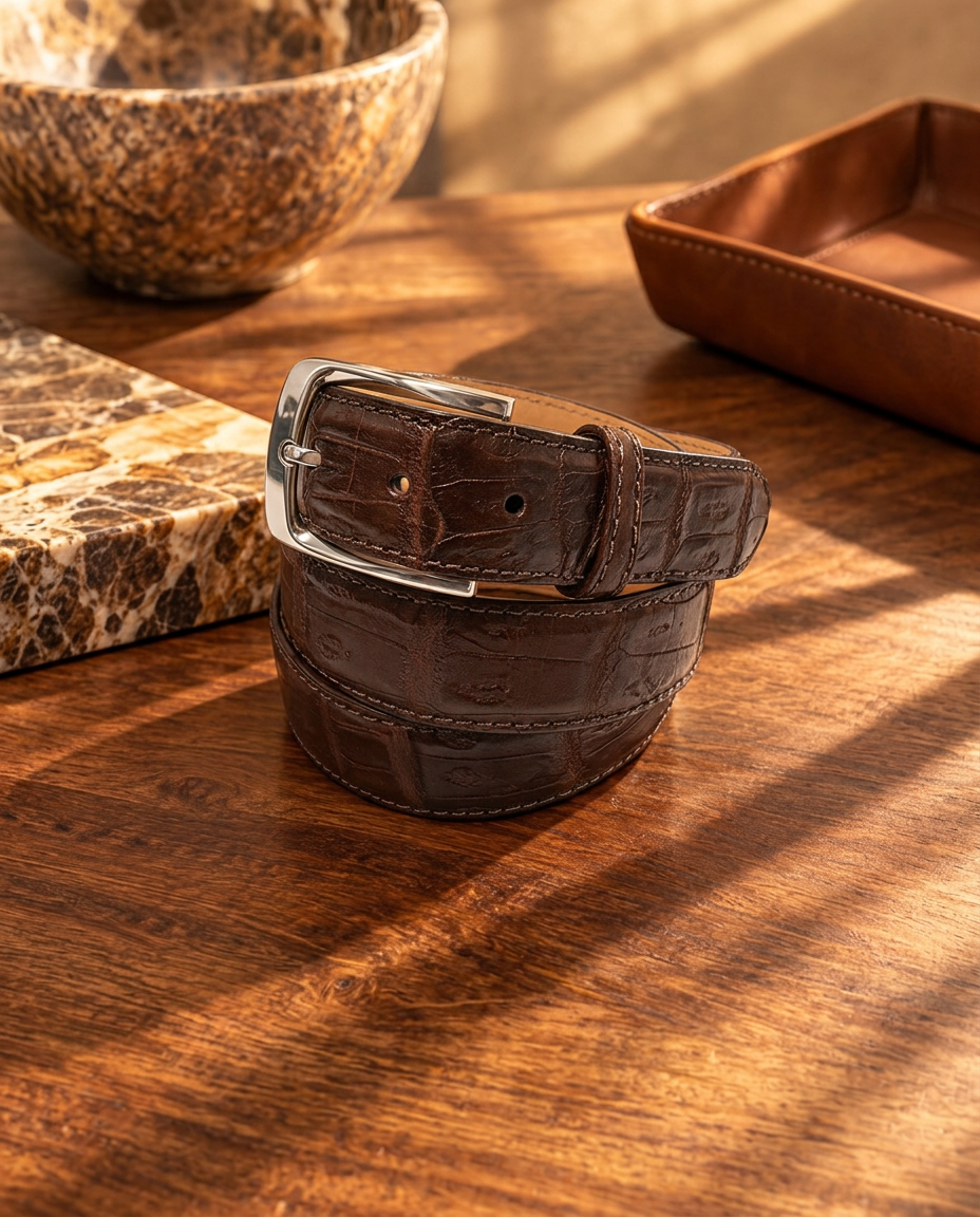 Caiman Skin Belt Brown Classic