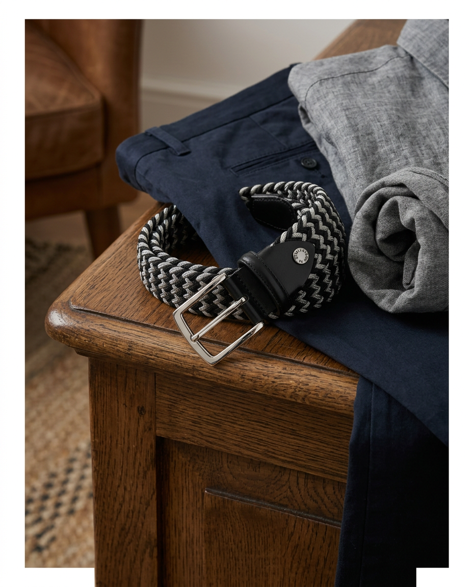 Woven Stretch Belt Gray/Black