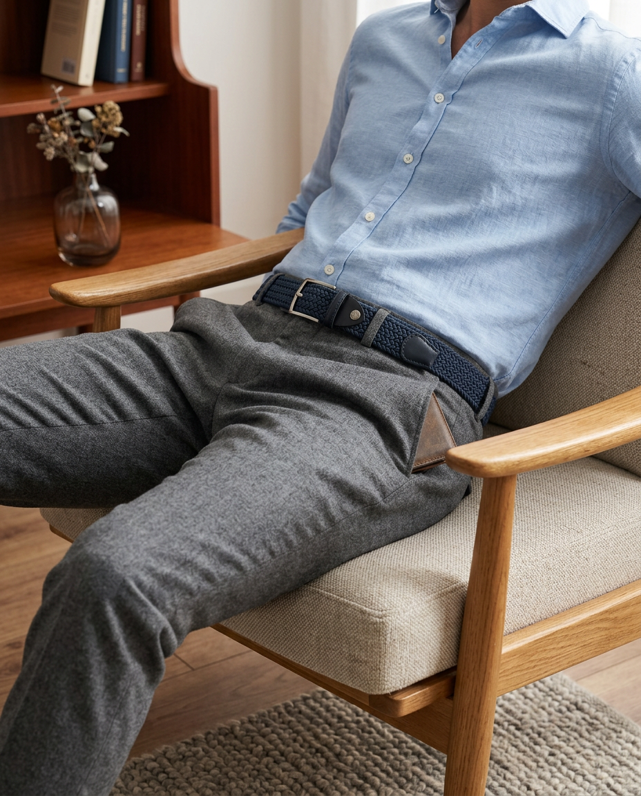 Woven Stretch Belt Tubular Navy/Blue