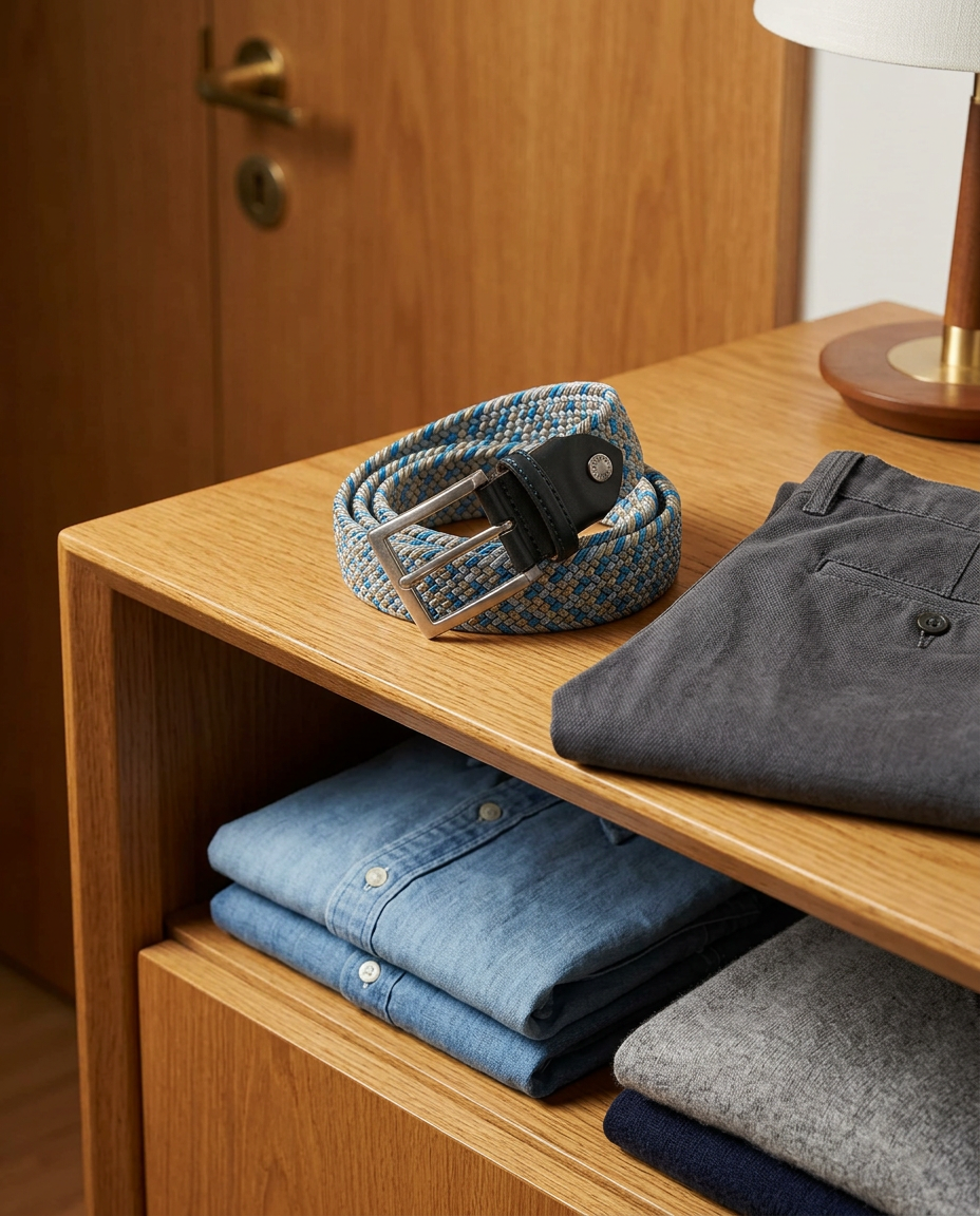 Woven Stretch Belt Aqua