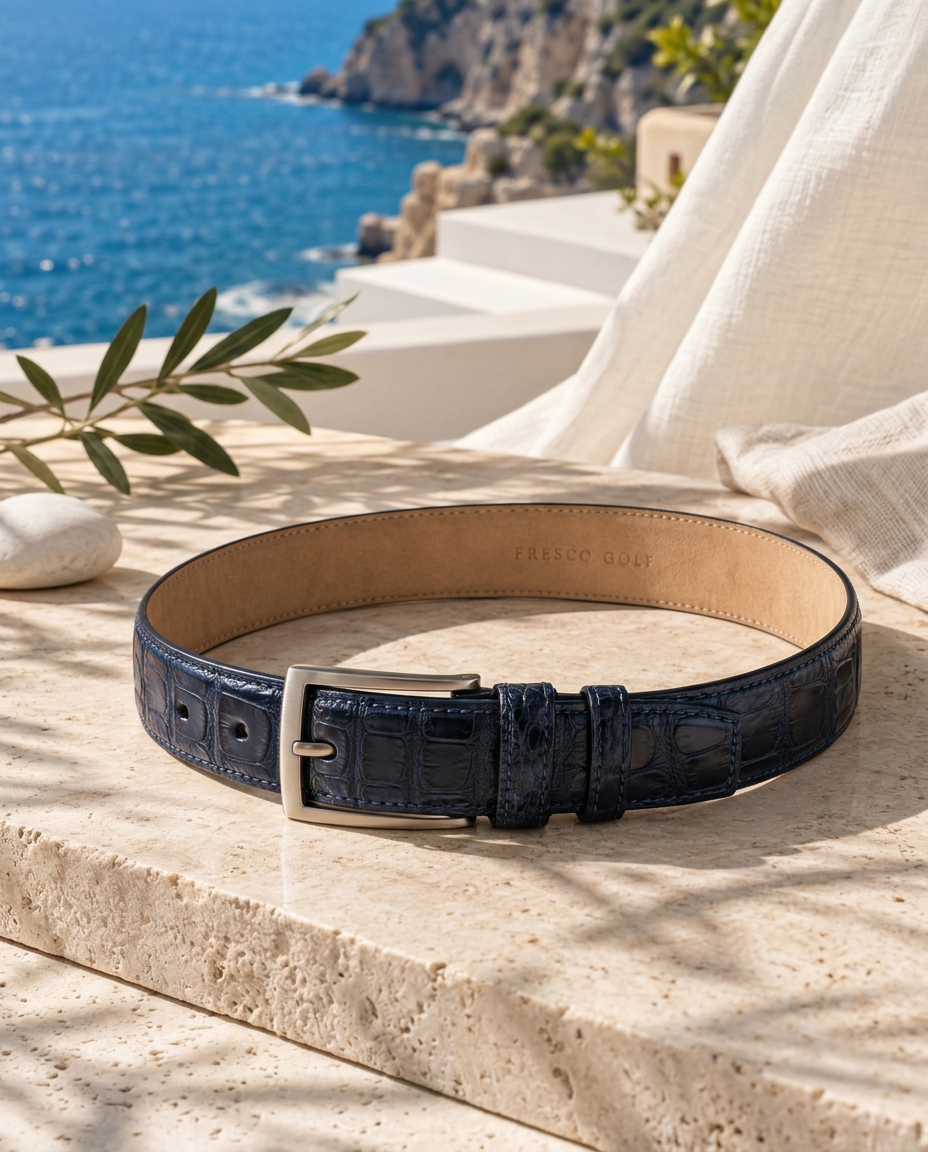 Caiman Skin Belt Navy Classic