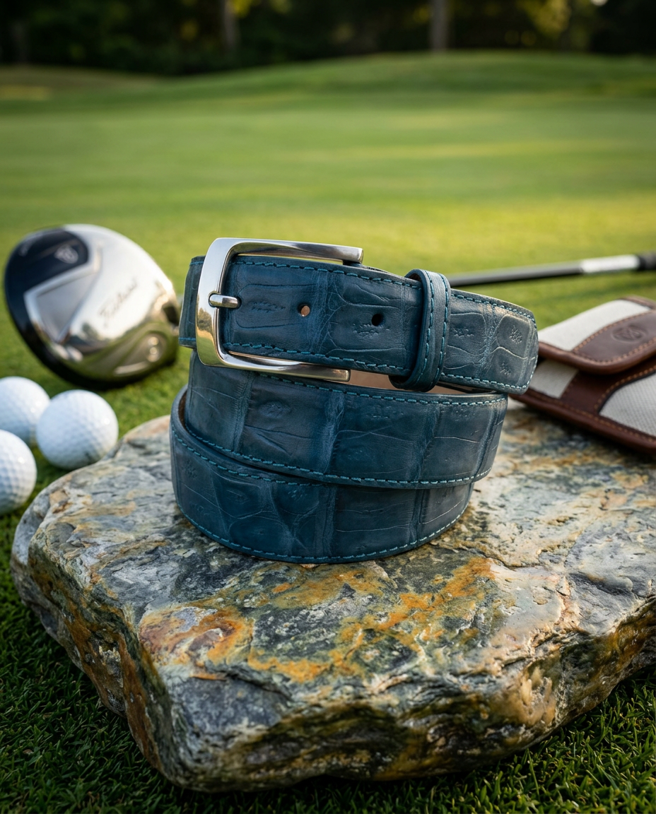Caiman Skin Belt Turquoise Classic