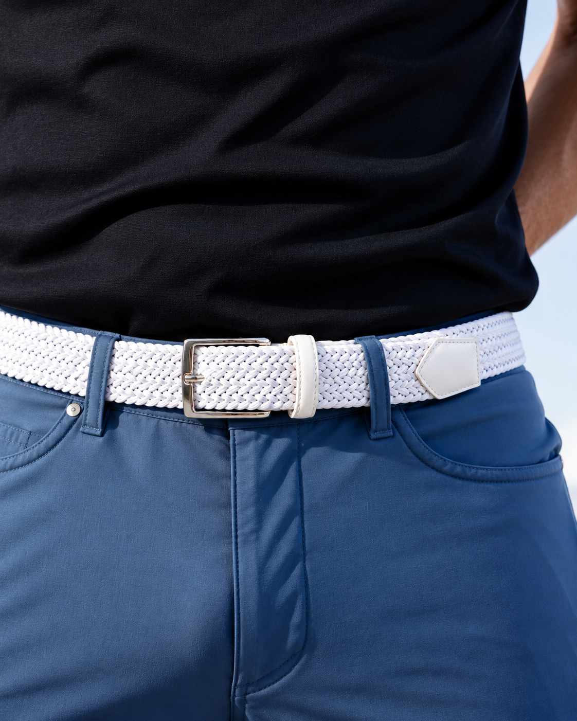 Woven Stretch Belt Solid White