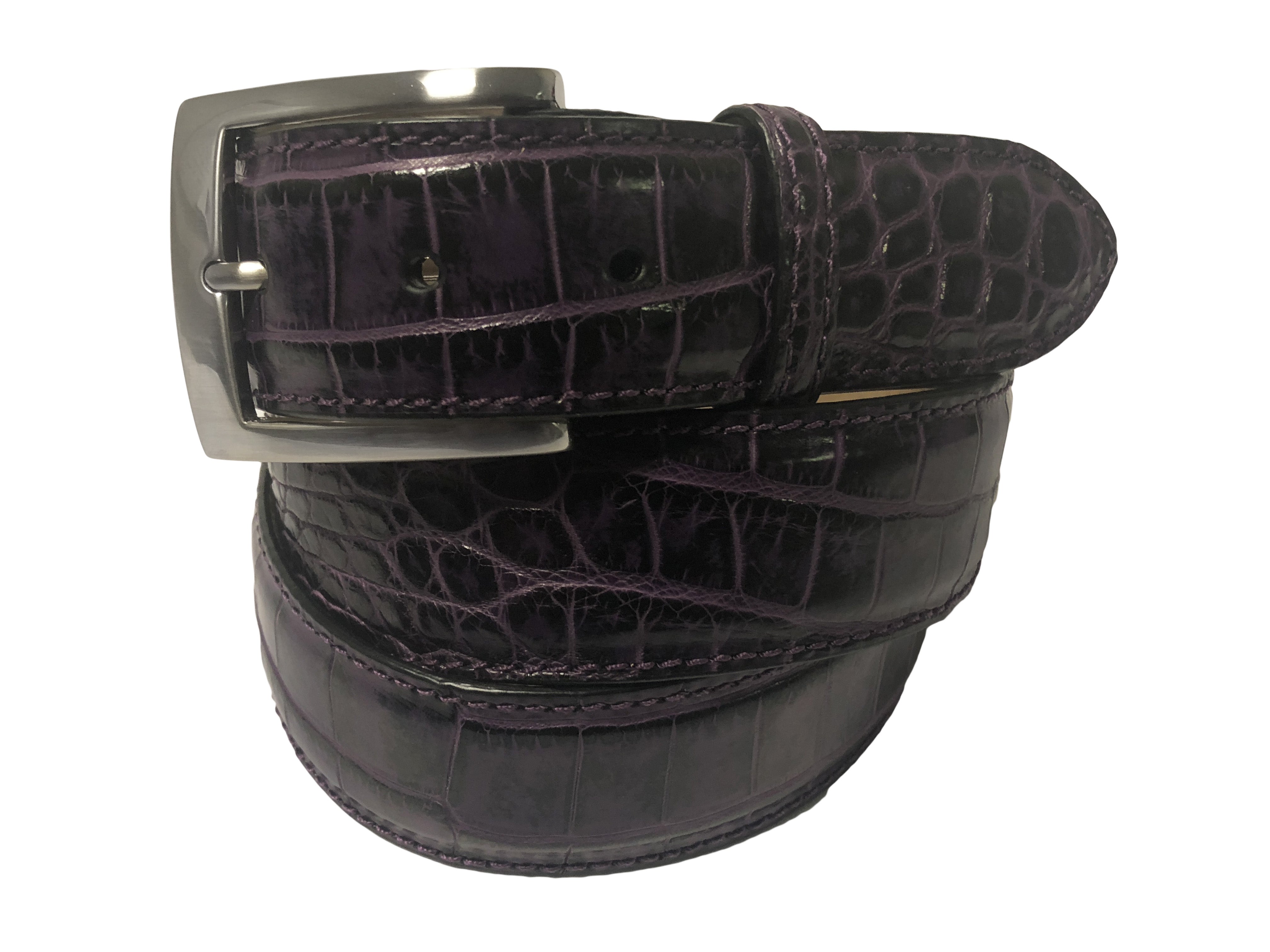 Alligator Skin Handpainted Belt Violet/Black