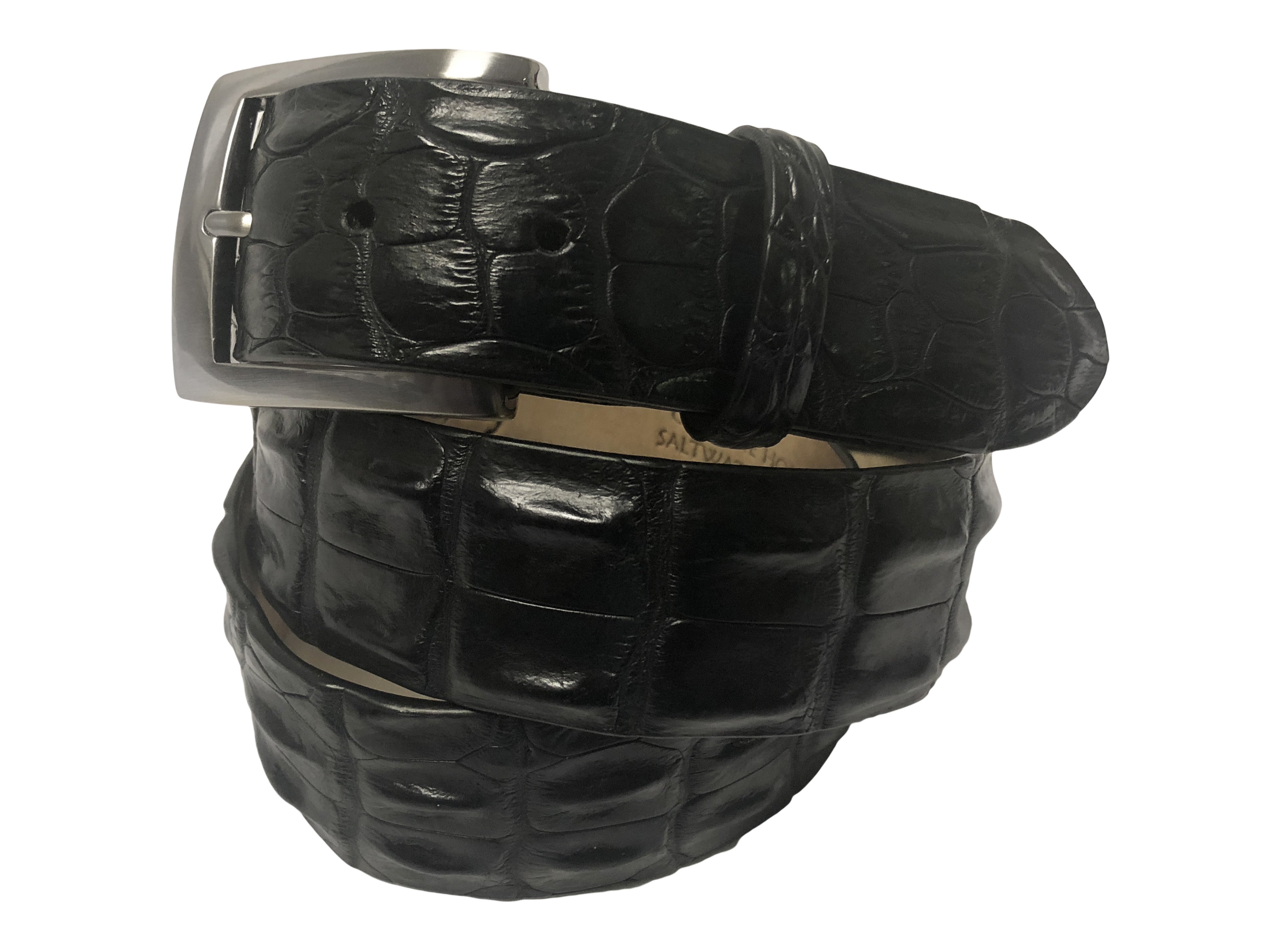 Caiman Skin Hornback Belt Black