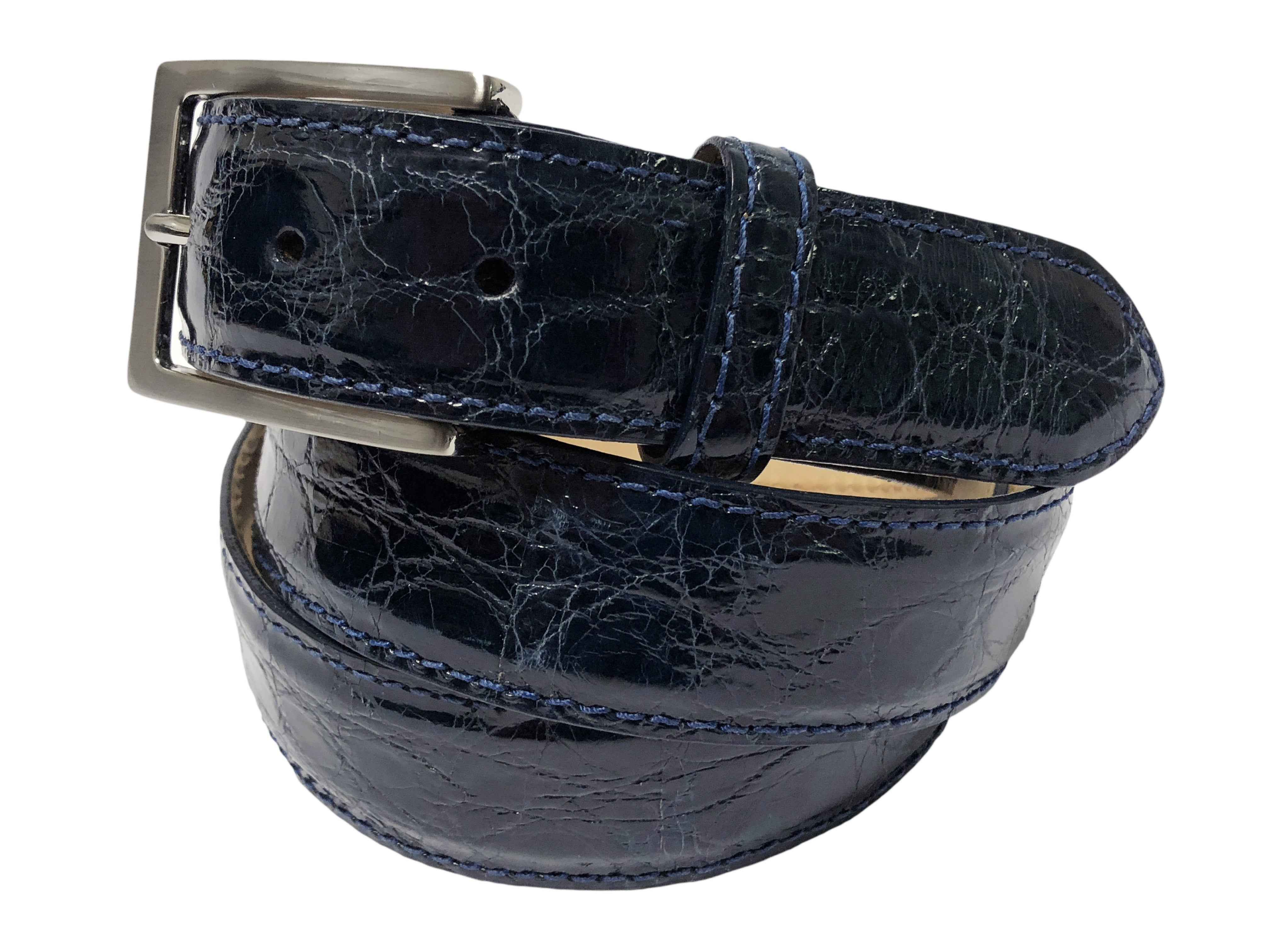Alligator Skin Glossy Belt Navy