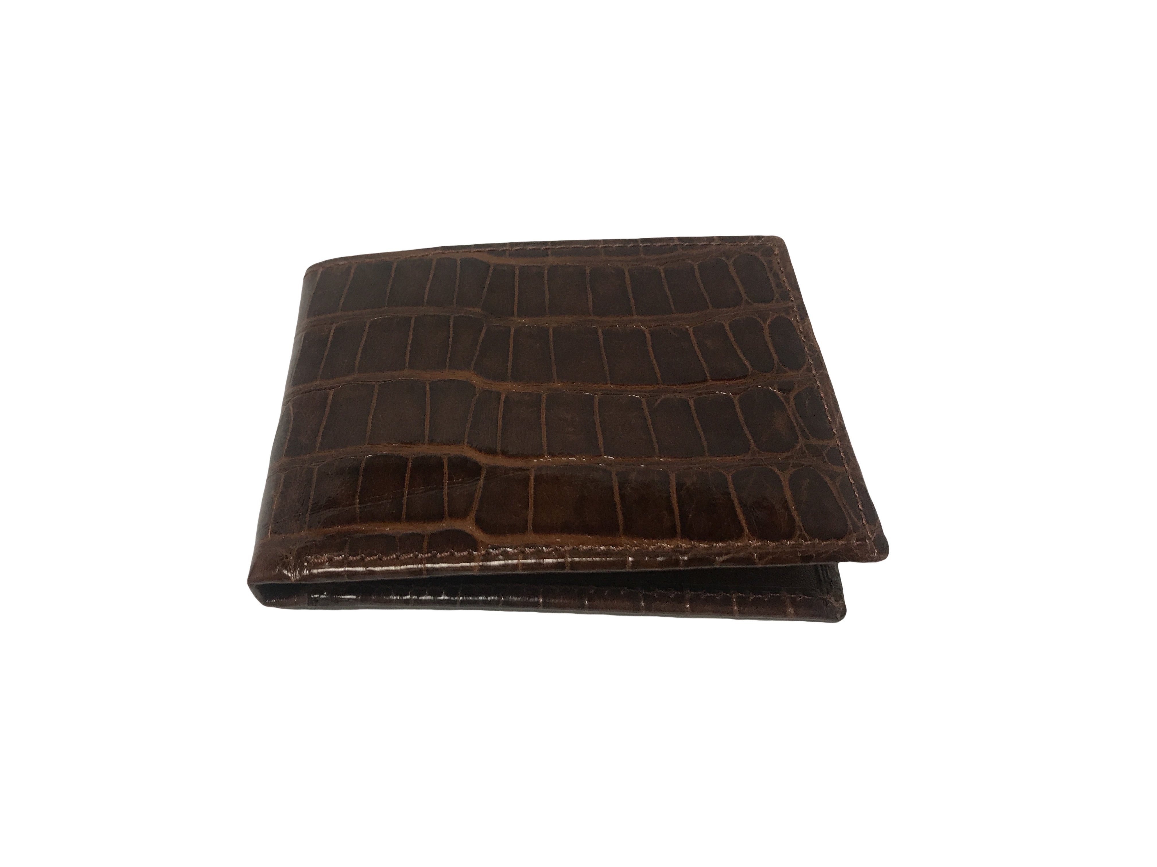 Crocodile Skin Billfold Wallet Cognac