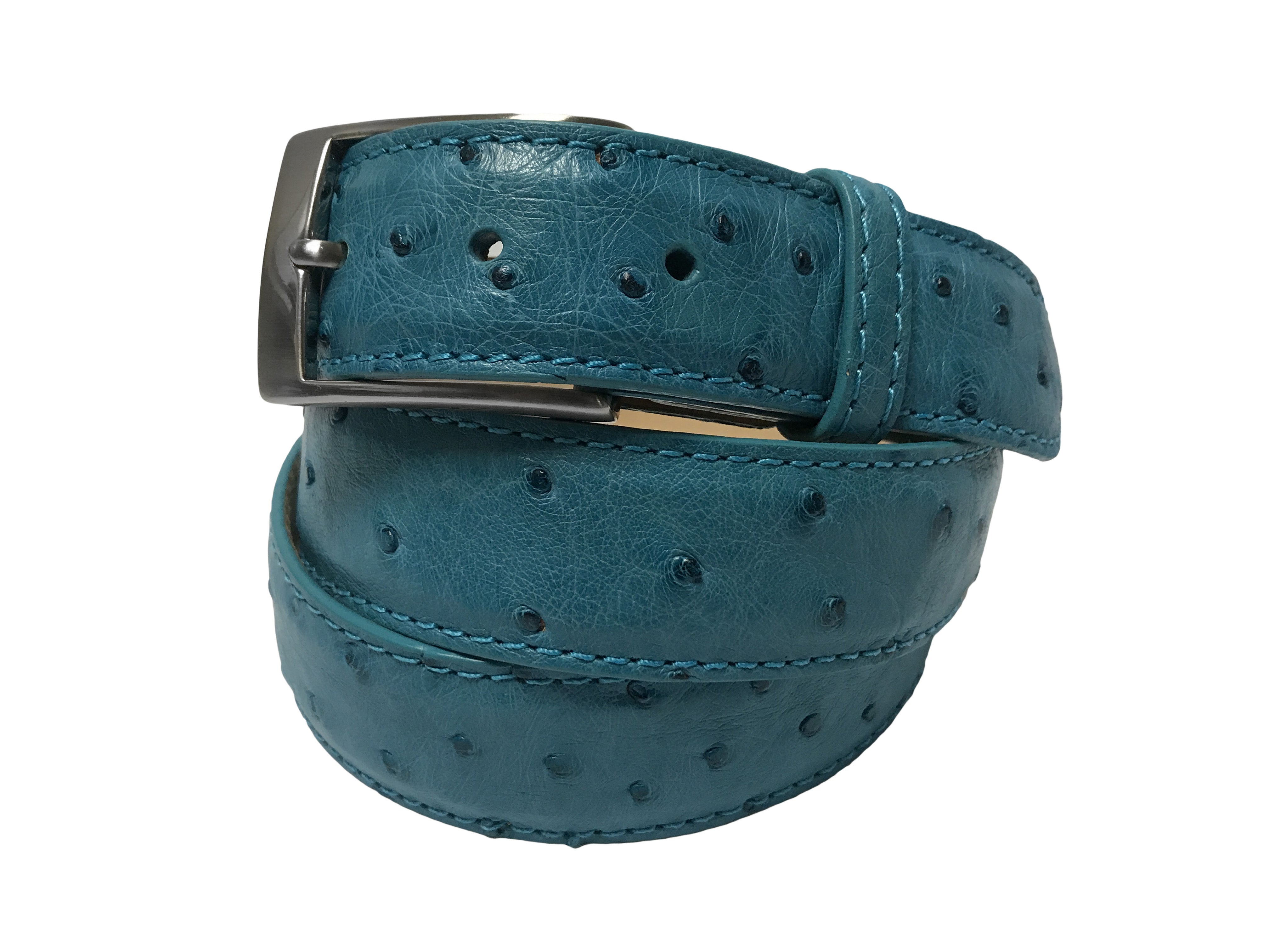 Ostrich Skin Belt Turquoise