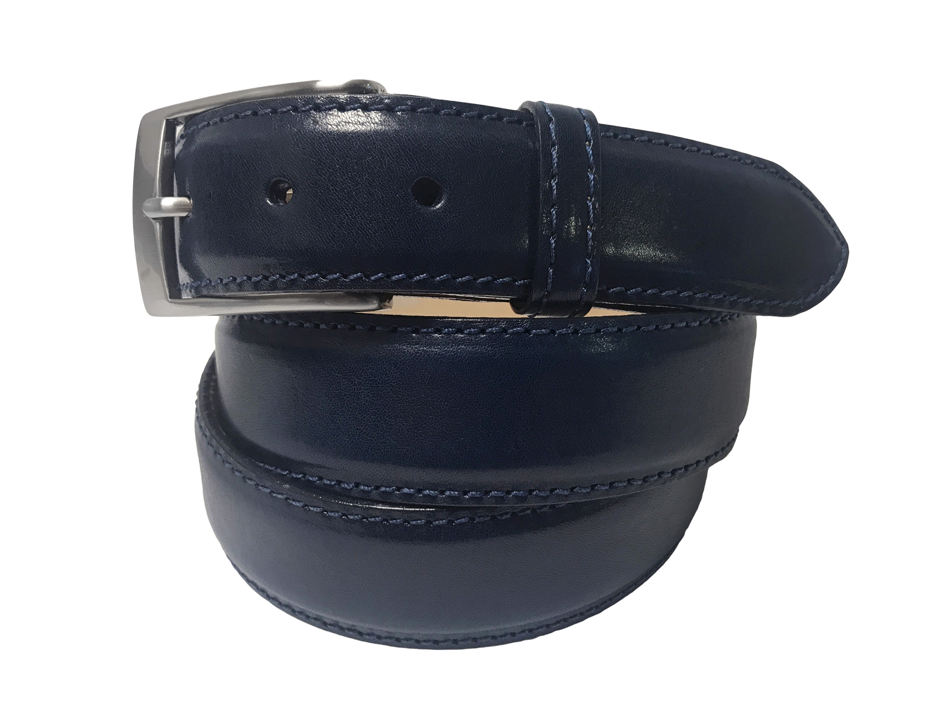 Calf Skin Solid Belt Navy