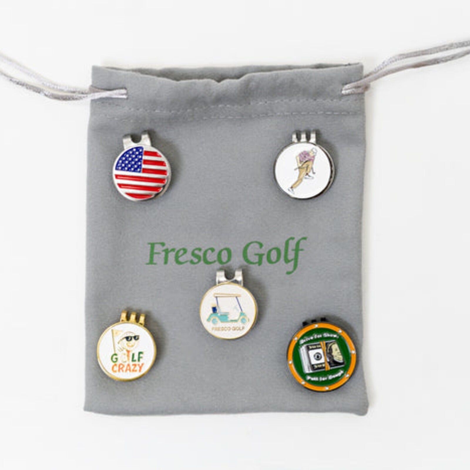 Fresco Golf Hat Clip Ball Marker Set – 5-Pack Magnetic Golf Ball Markers with Assorted Designs