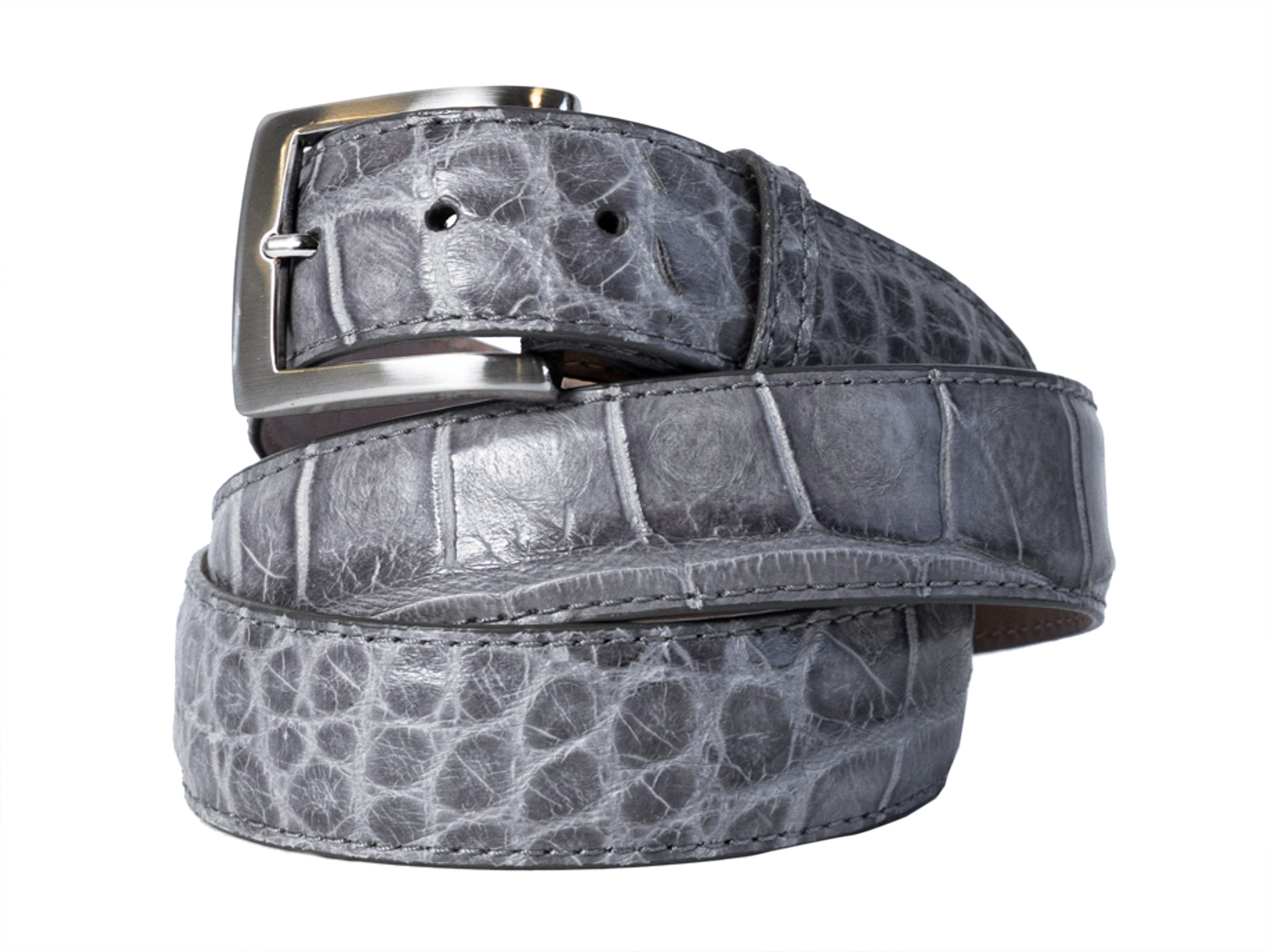 Alligator Skin Matte Belt Light Gray