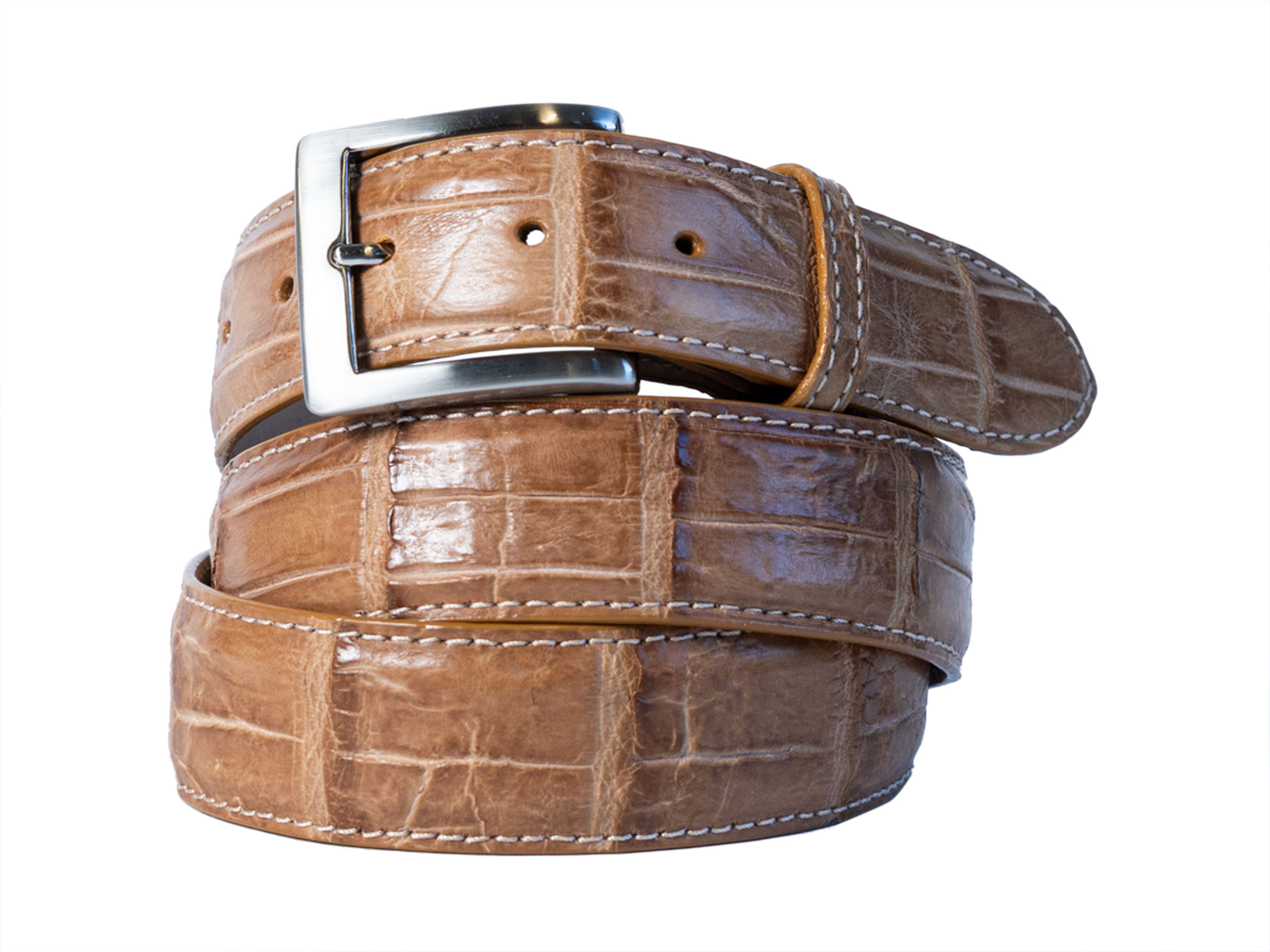 Alligator Skin Matte Belt Tan