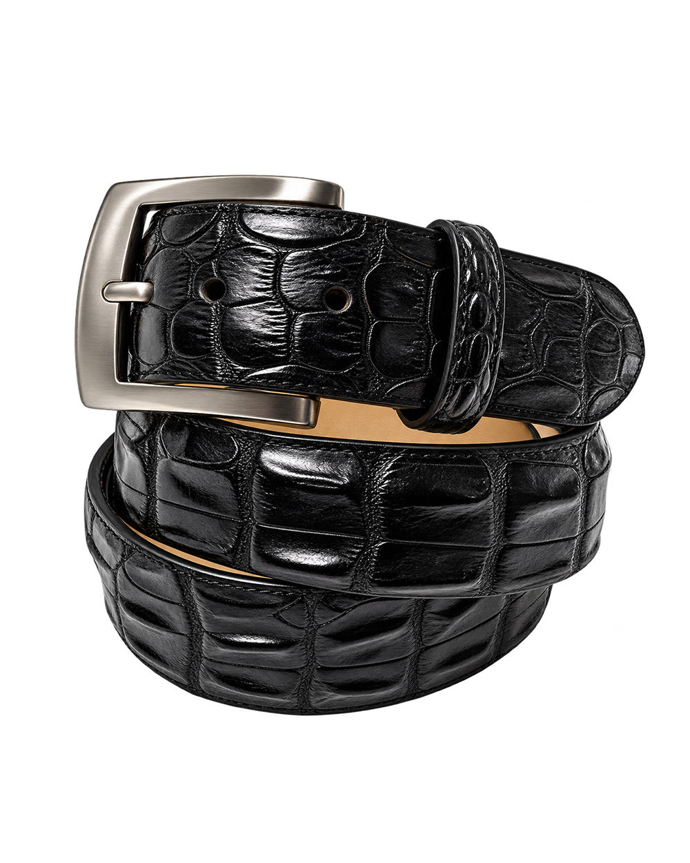 Caiman Skin Hornback Belt Black