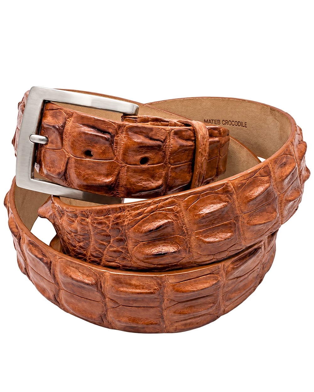 Caiman Skin Hornback Handpainted Belt Cognac