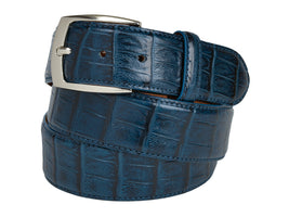 Belts.Com   Croc Embossed Italian Calfskin Belt Men\'s Sz 52 Navy blue Westport 1989 Big & Tall Italian Calfskin Belt | Westport  main image 4