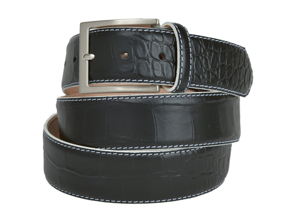 SkinnyGG Belts.Black belt stamped. SKINNY DOUBLE BUCKLE BELT | BLACK001 - GOOD AMERICAN main image 4