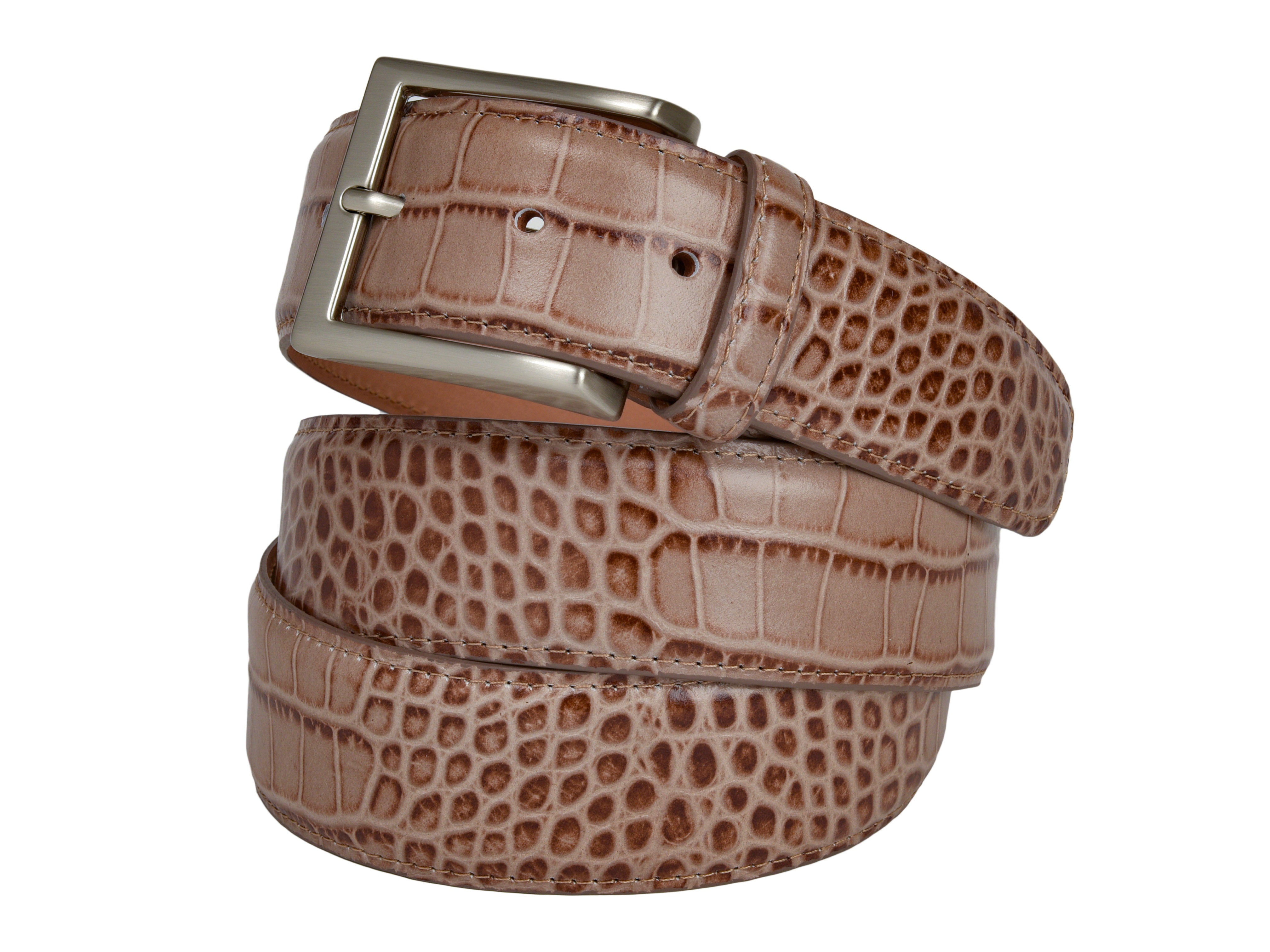 Limited Edition Calf Skin Alligator Embossed Belt Tan