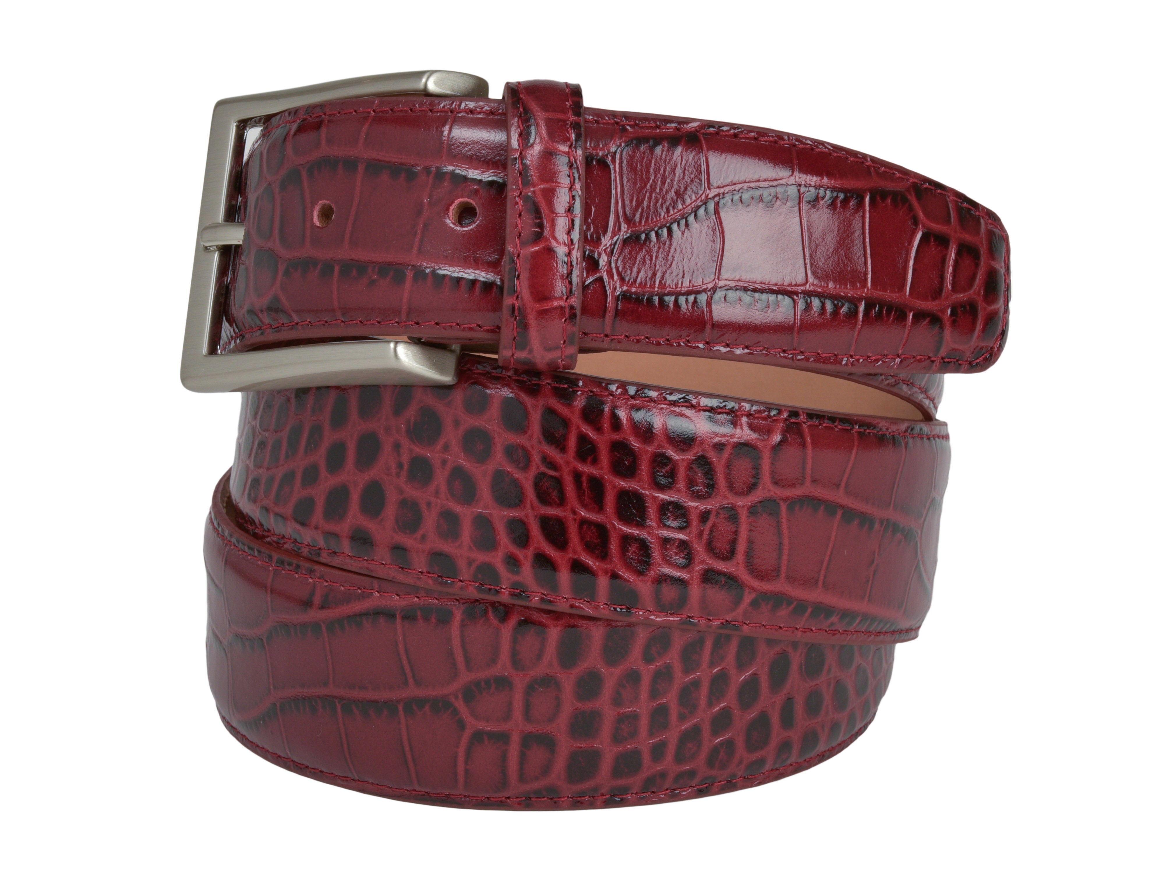 Limited Edition Calf Skin Alligator Embossed Belt Red/Black