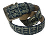 Caiman Skin Hornback Handpainted Belt Blue/White