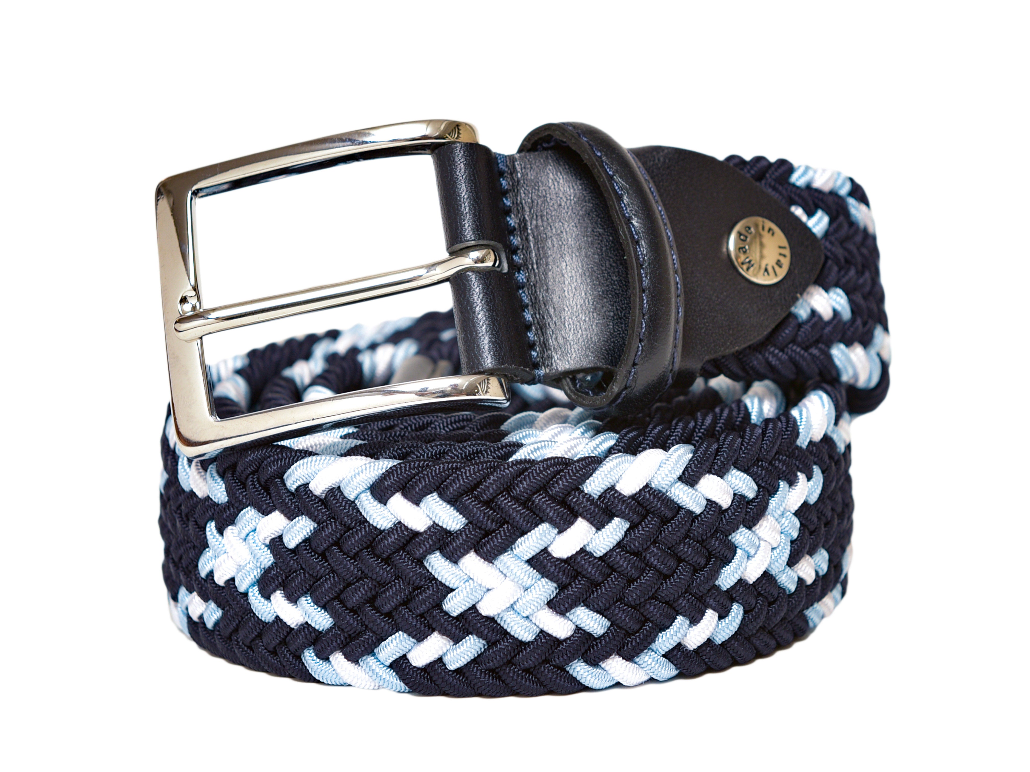 Cotton Stretch Belt Cross Navy/White/Light Blue