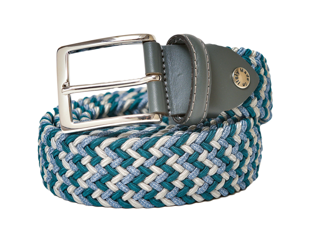 Woven Stretch Belt Teal Monochrome