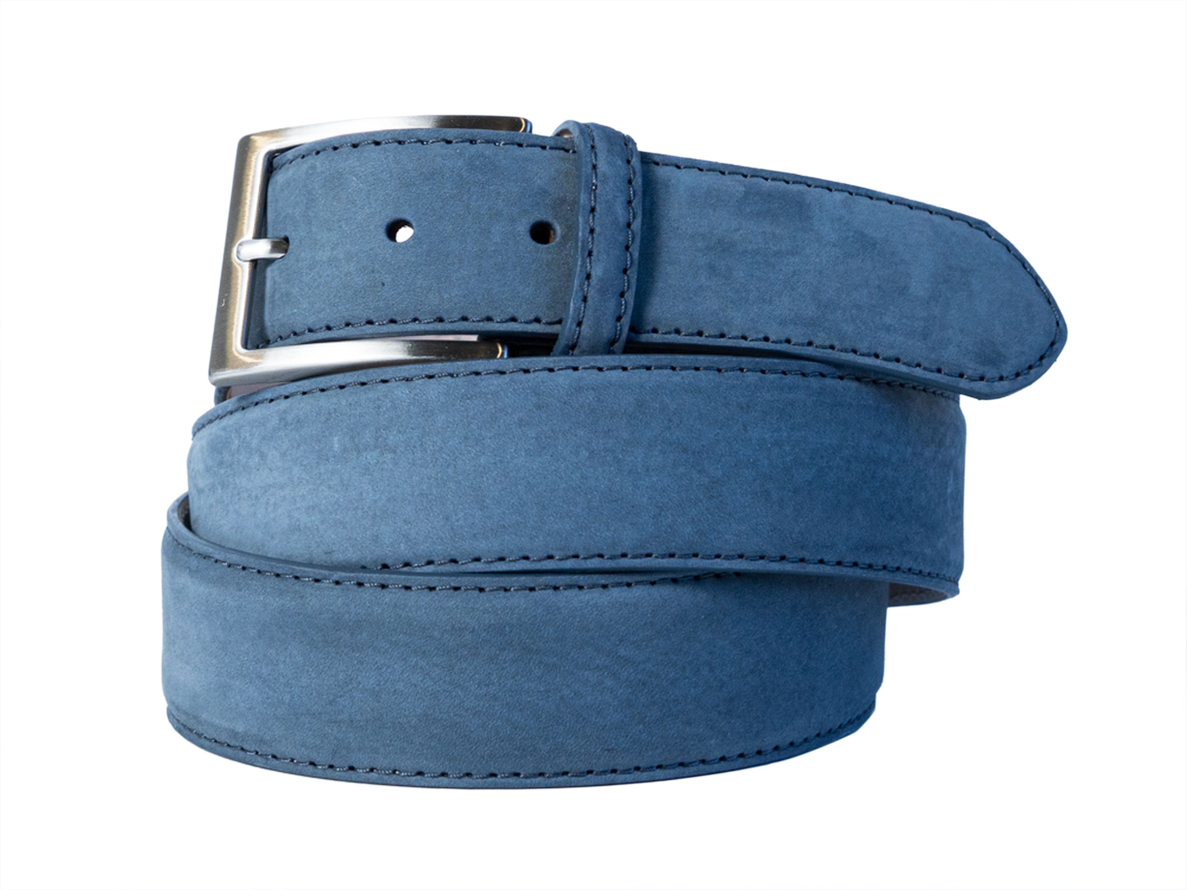 Limited Edition Calf Skin Water Resistant Suede Belt Italian Blue
