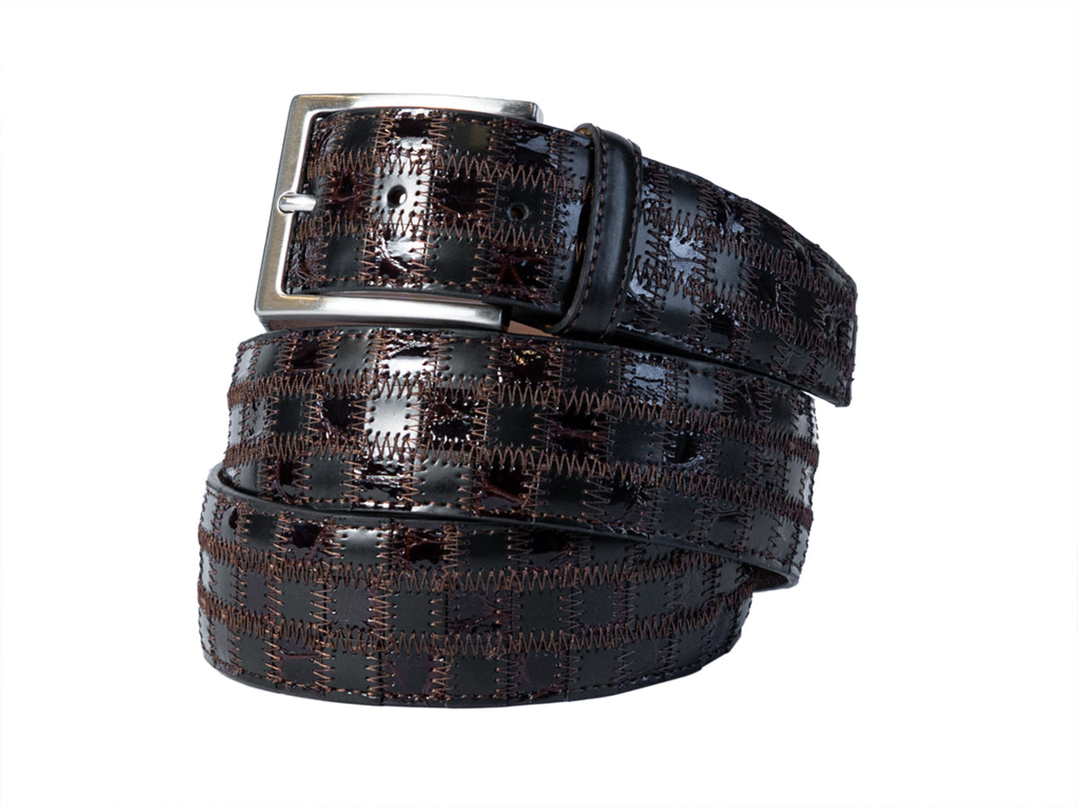 Limited Edition Duo-Skin Alligator Calf Patchwork Belt Brown