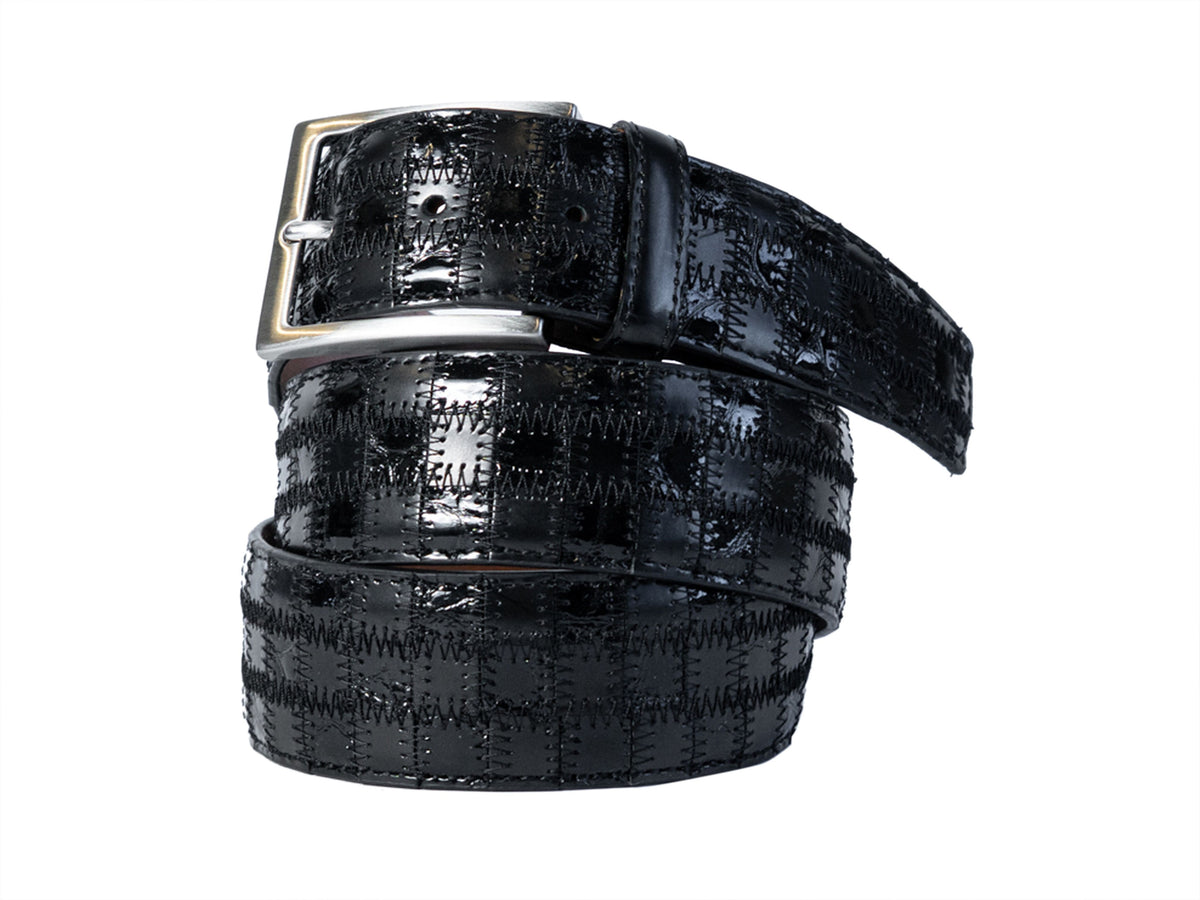 Limited Edition Duo-Skin Alligator Calf Patchwork Belt Black