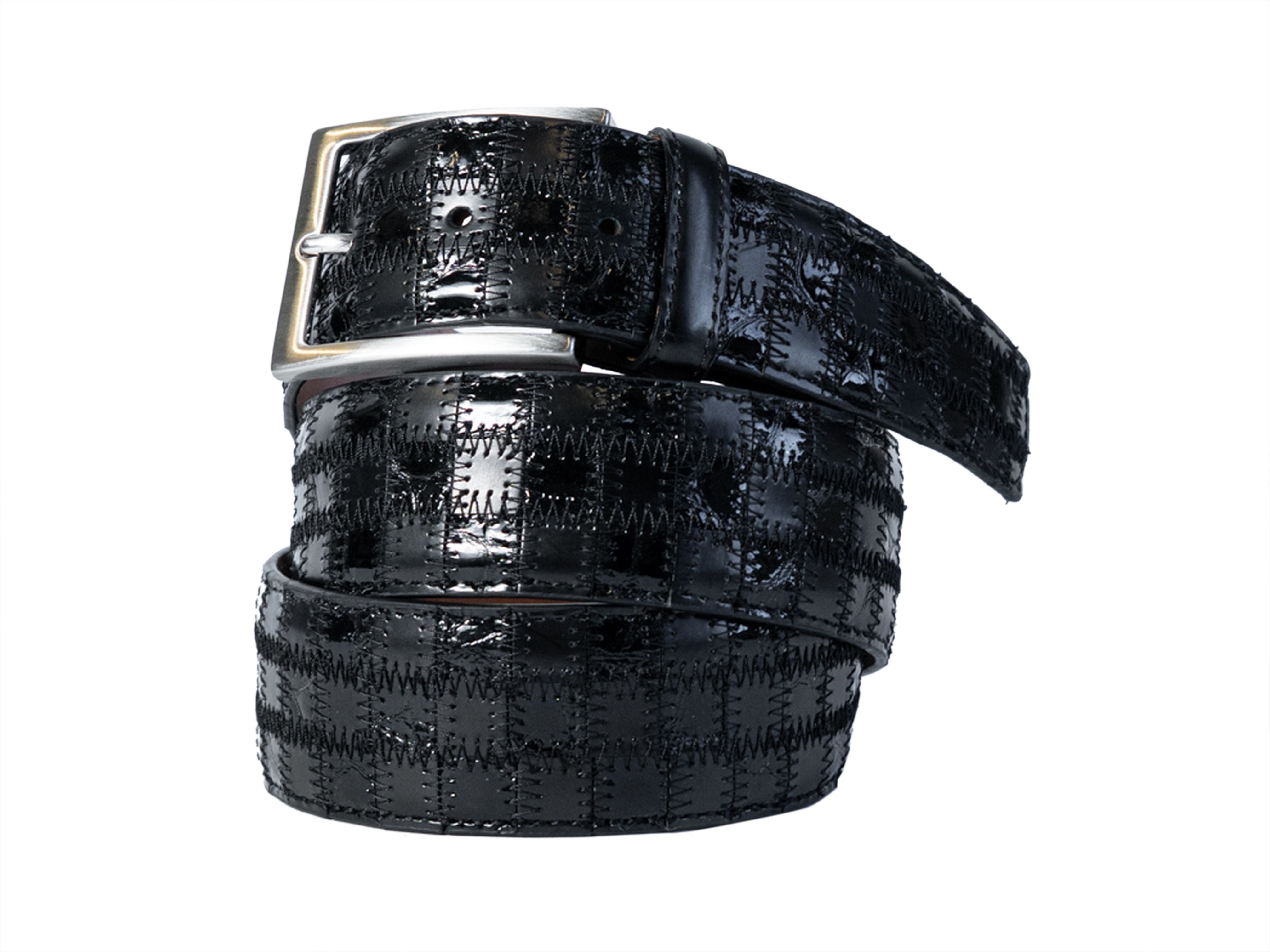 Limited Edition Duo-Skin Alligator Calf Patchwork Belt Black