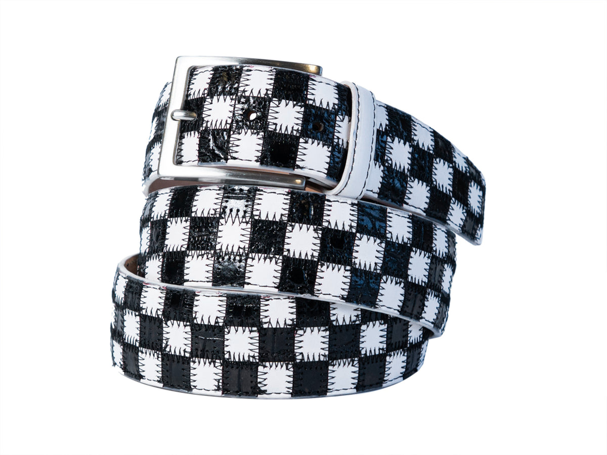 Limited Edition Duo-Skin Alligator Calf Patchwork Belt Black/White