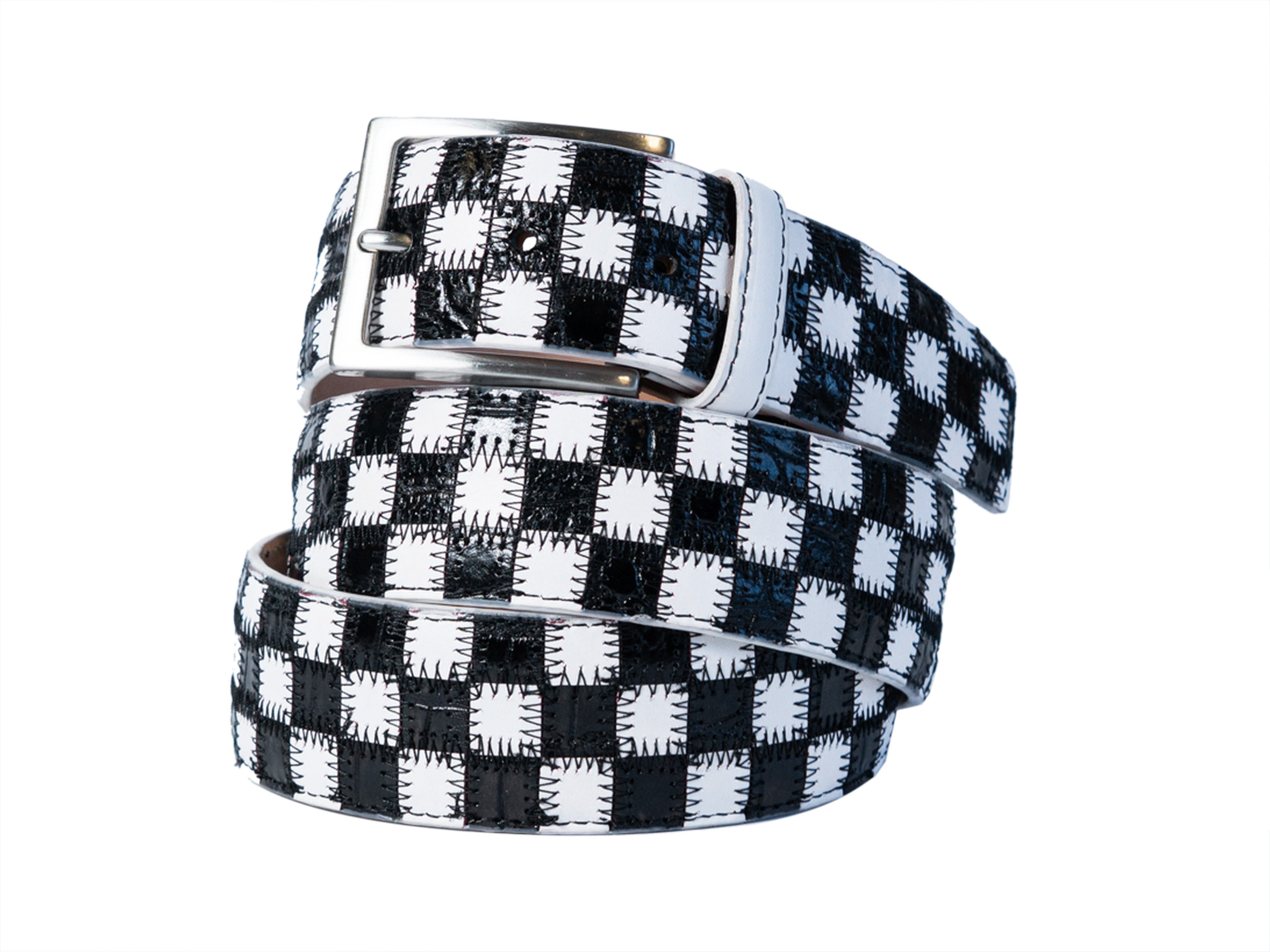 Limited Edition Duo-Skin Alligator Calf Patchwork Belt Black/White