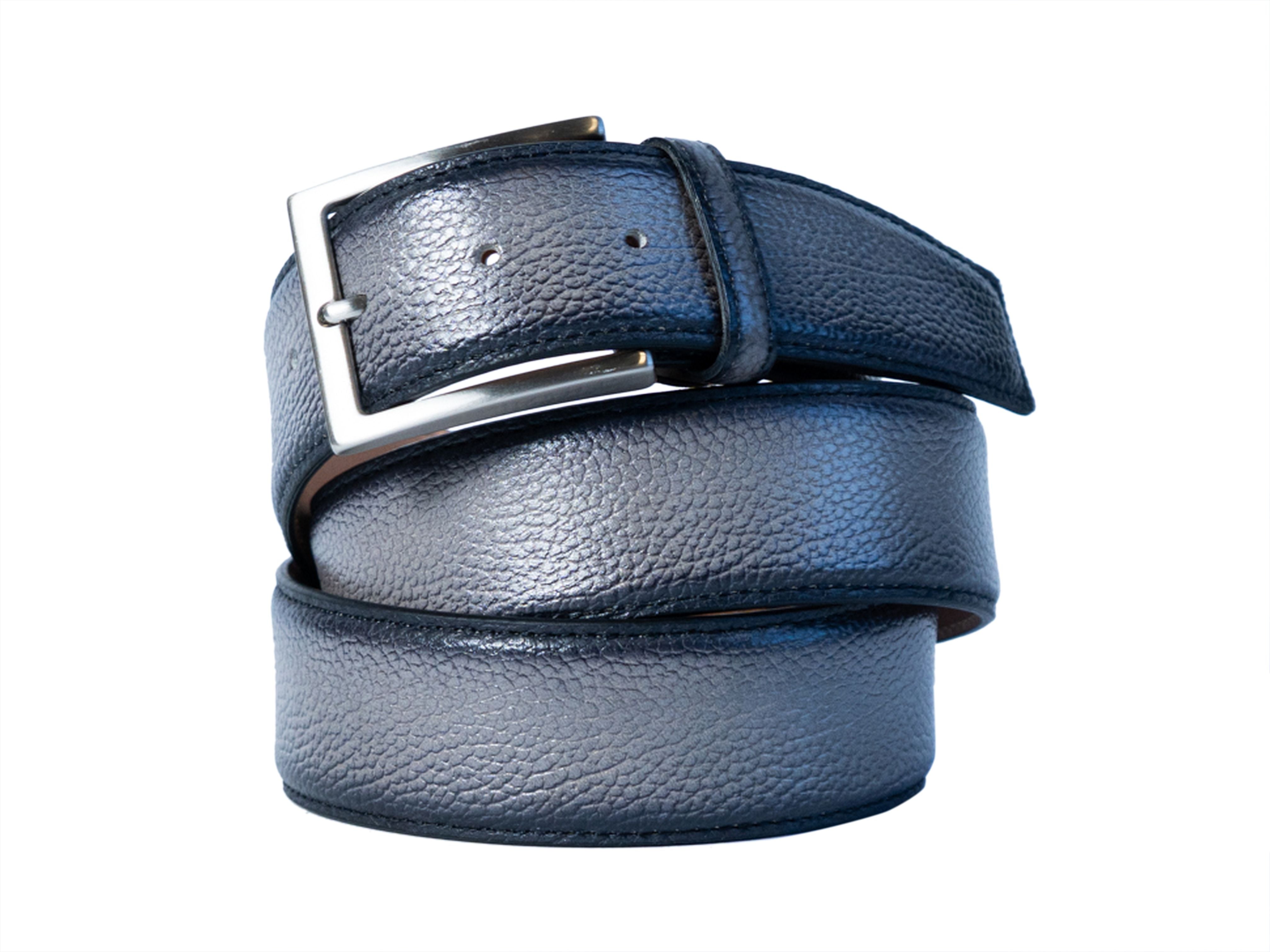 Limited Edition Handpainted Calf Skin Pebble Belt Medium Gray