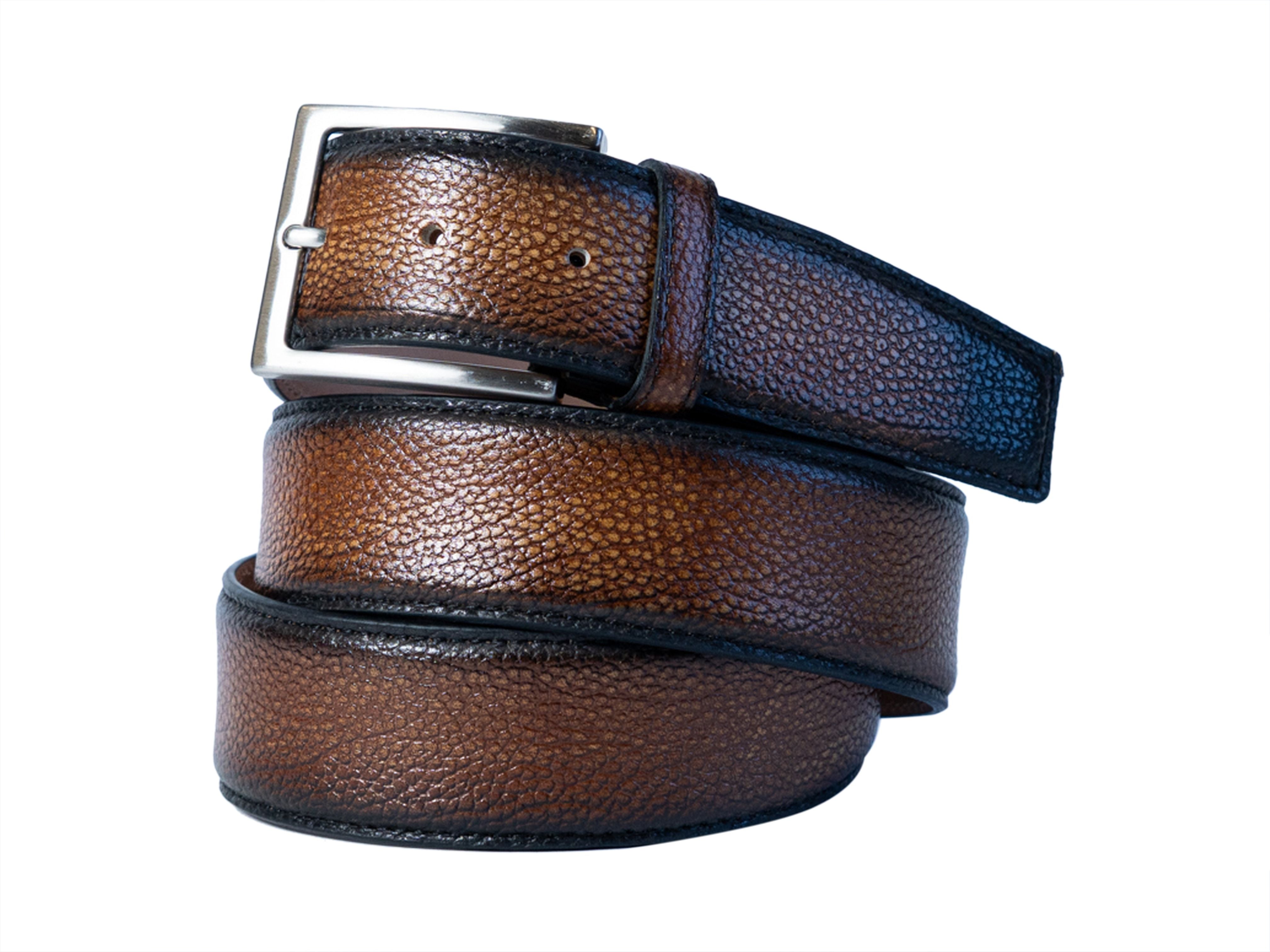 Limited Edition Handpainted Calf Skin Pebble Belt Cognac