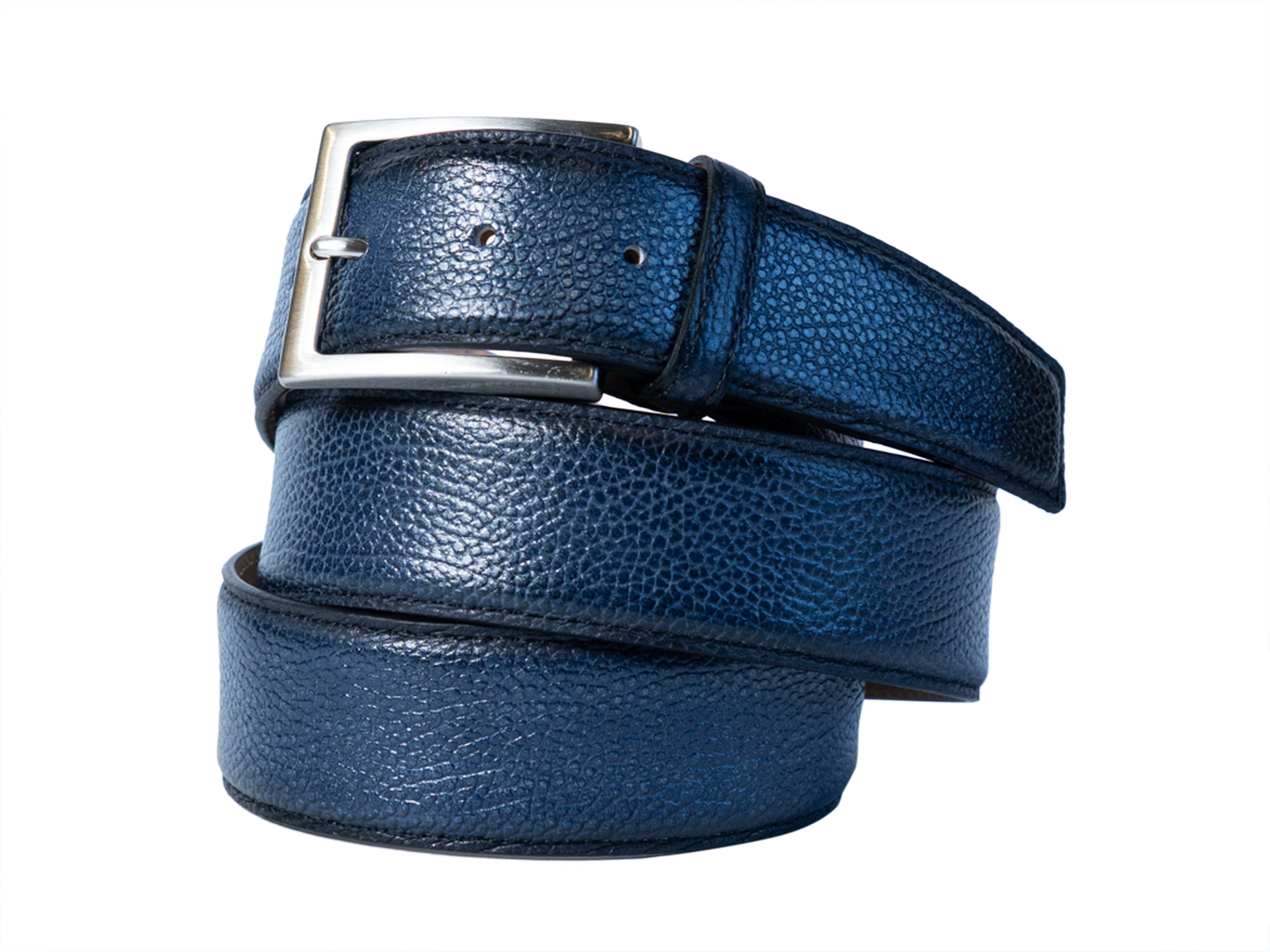 Limited Edition Handpainted Calf Skin Pebble Belt Navy