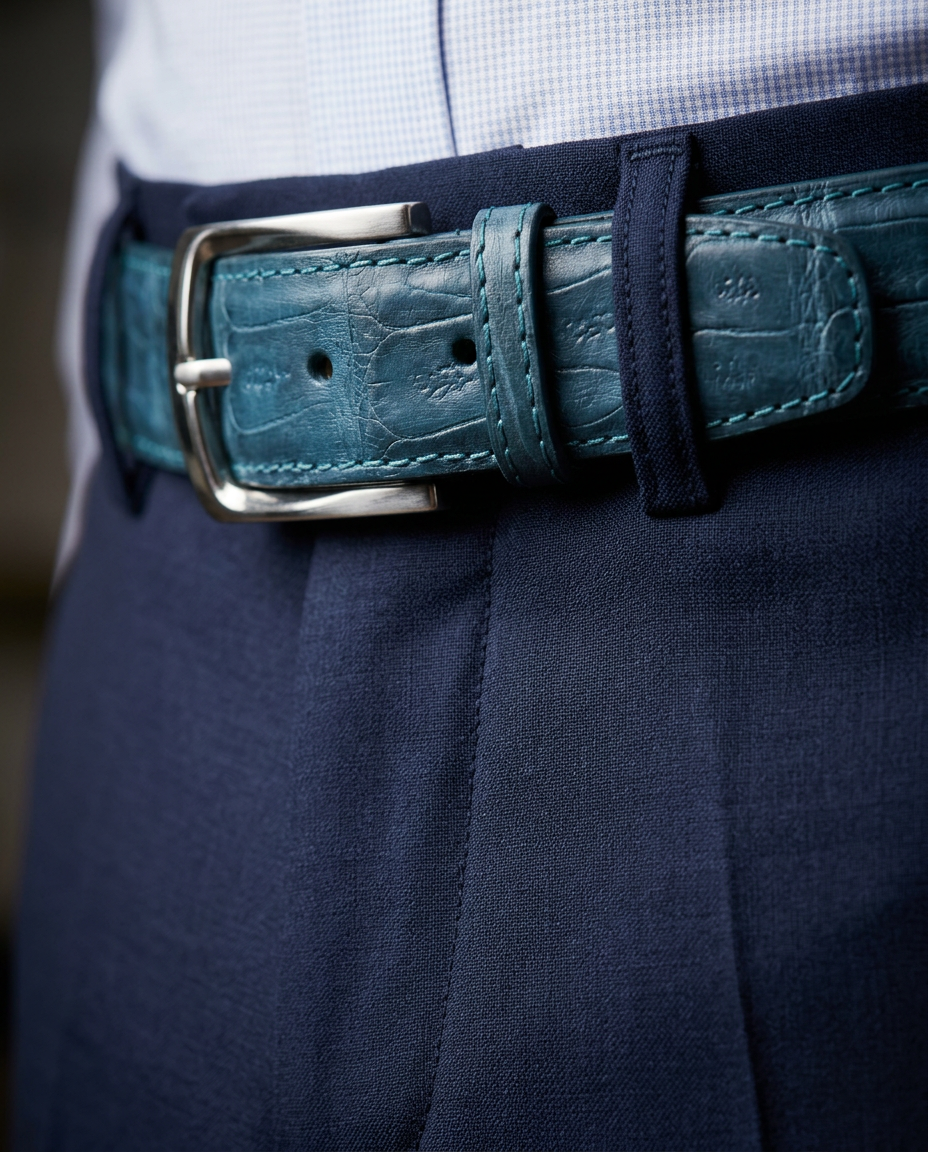 Caiman Skin Belt Turquoise Classic