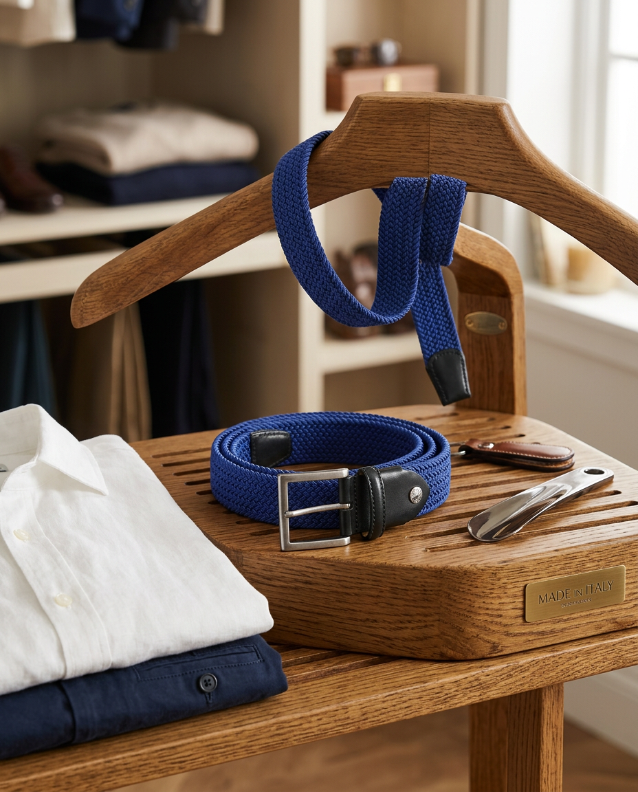 Woven Stretch Solid Belt Cobalt Blue
