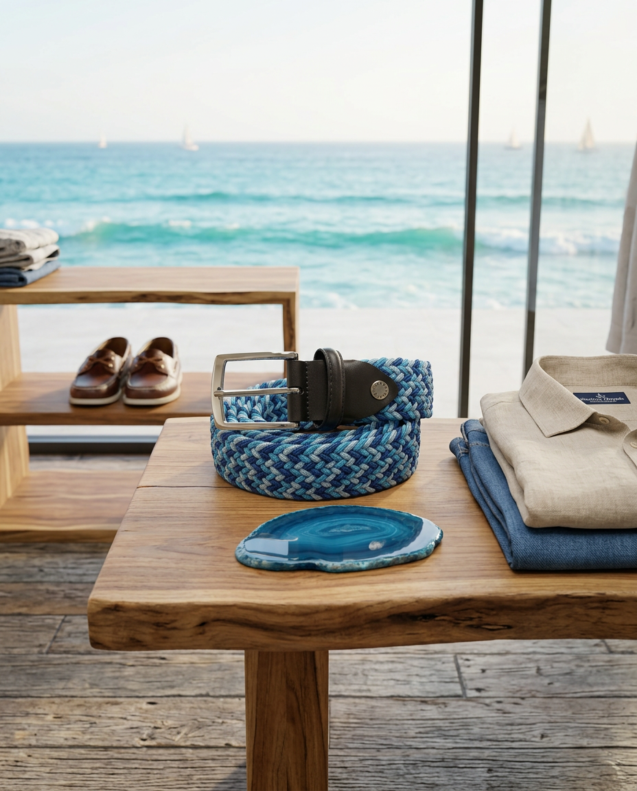 Woven Stretch Belt Ocean