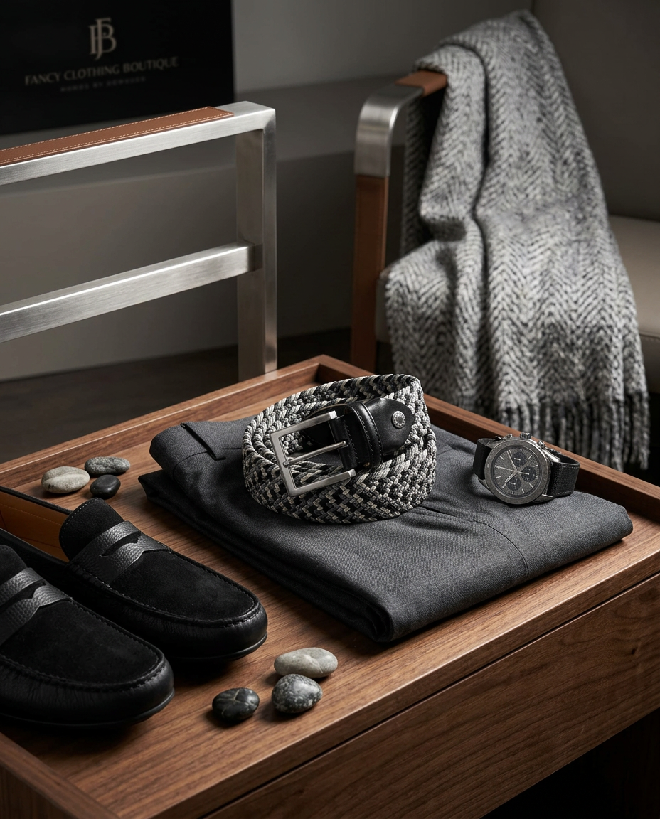 Woven Stretch Belt Light Monochrome