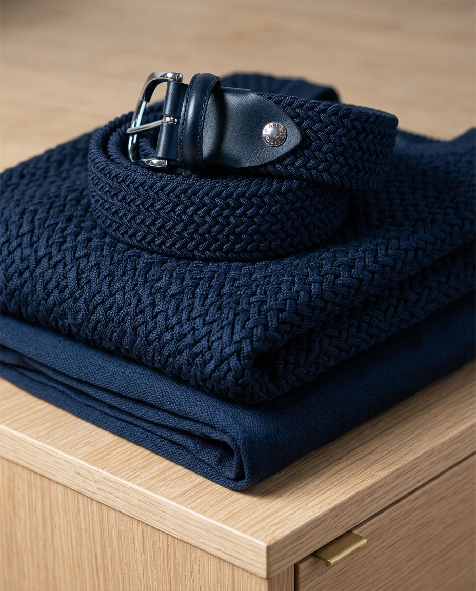 Woven Stretch Belt Tubular Navy/Blue