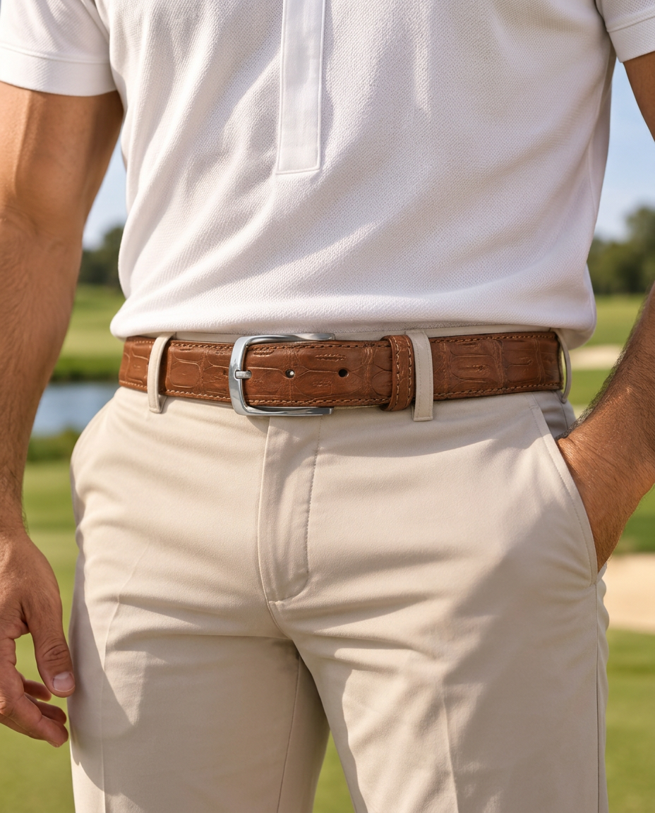 Caiman Skin Belt Cognac Classic