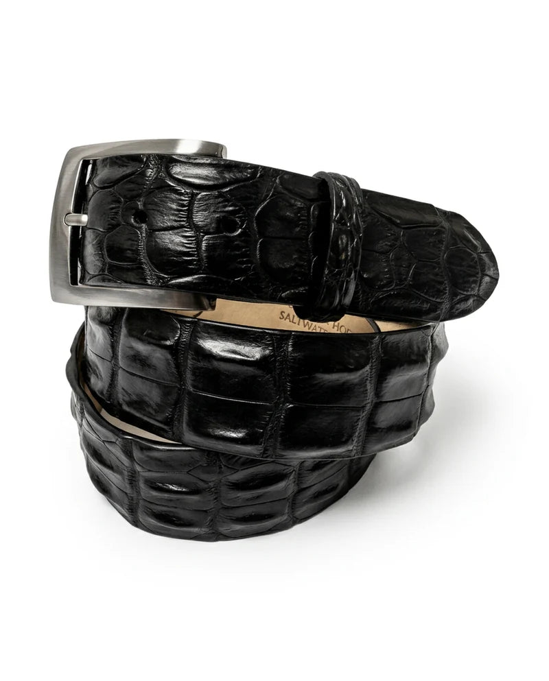 Caiman Skin Hornback Belt Black